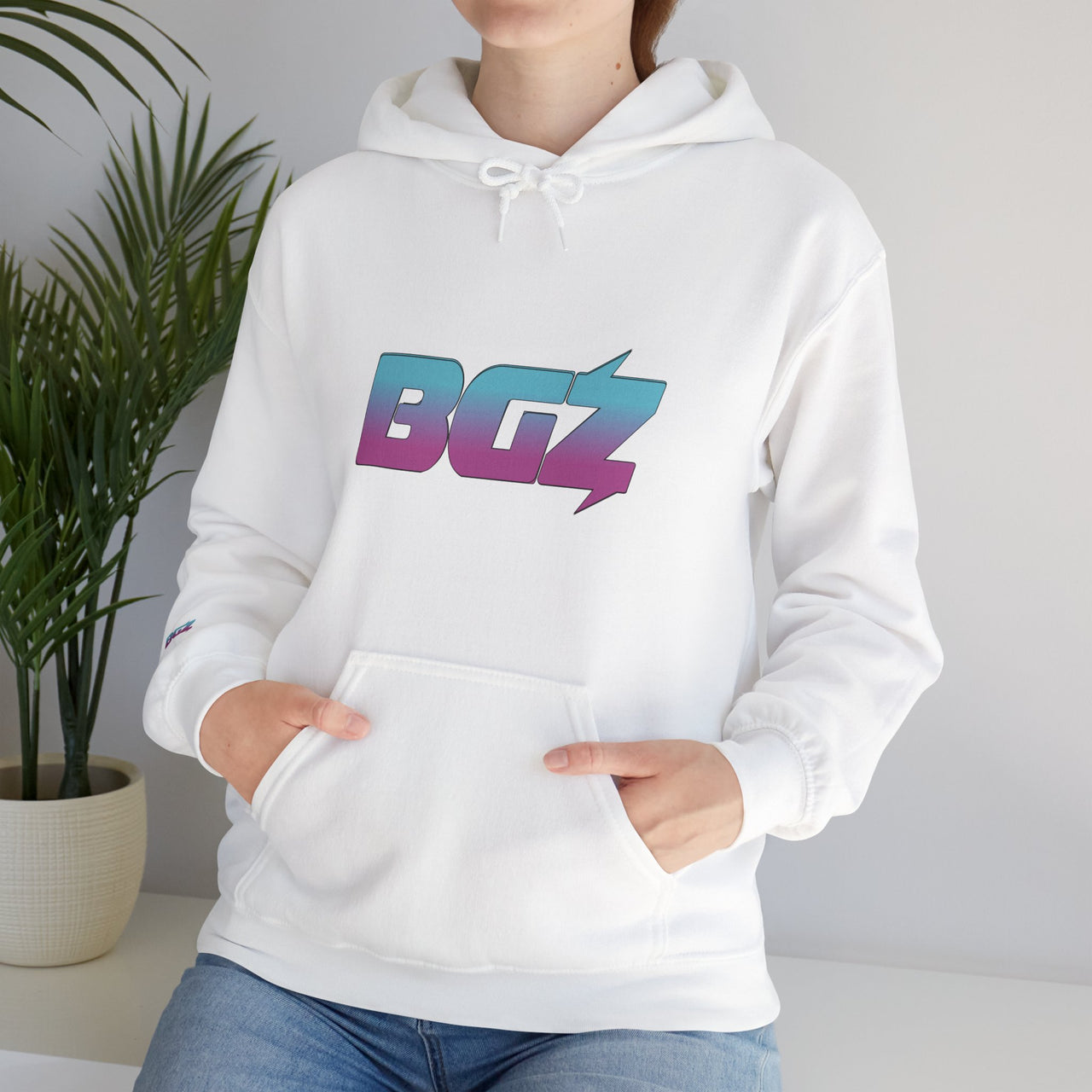 BOGOZZI Vibrant South Beach Gradient Hoodie — BGZ Logo Midweight