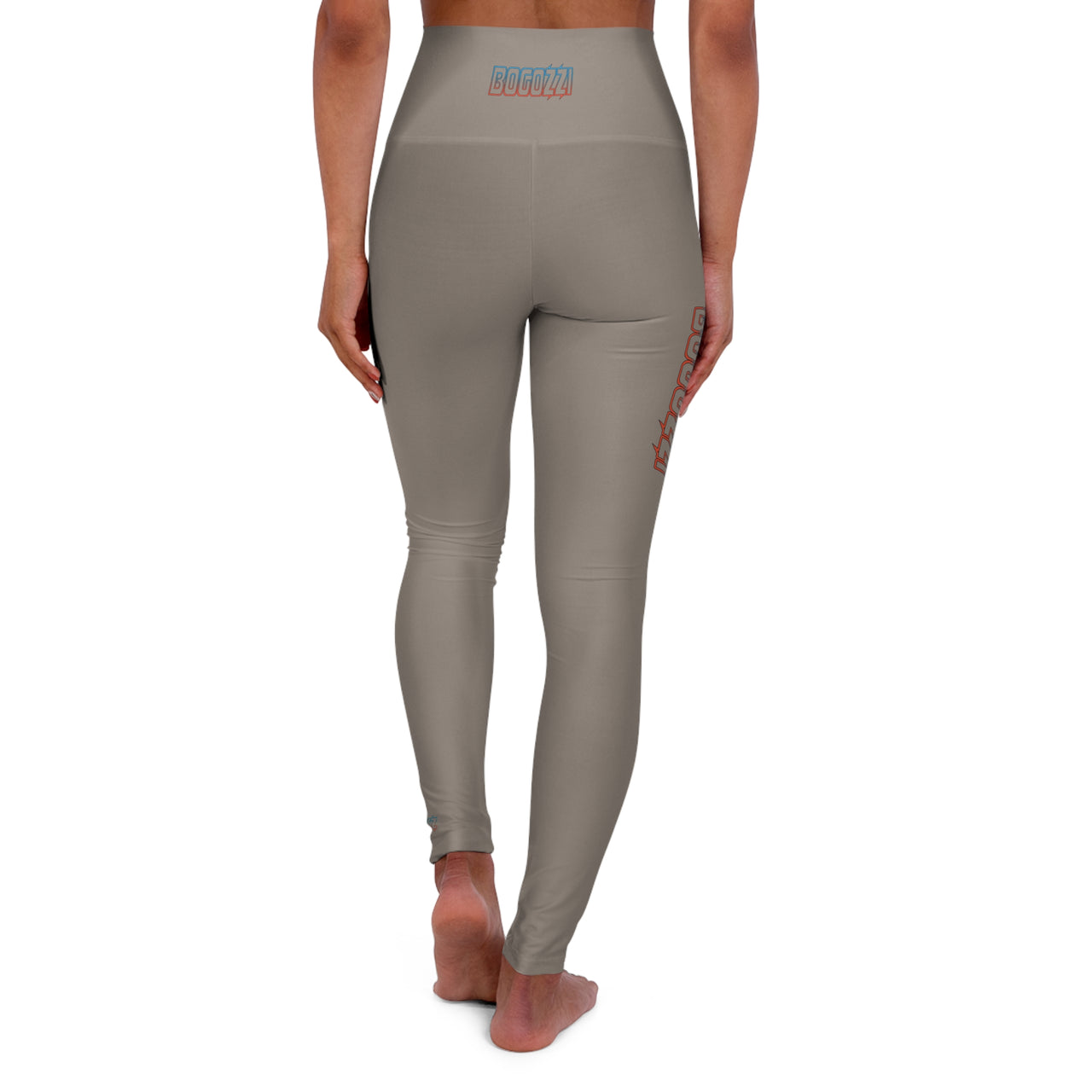 High Waisted (Warm Grey) Yoga Leggings - BOGOZZI Electric Outline Dreamsicle Vibrant Gradient Thigh Print