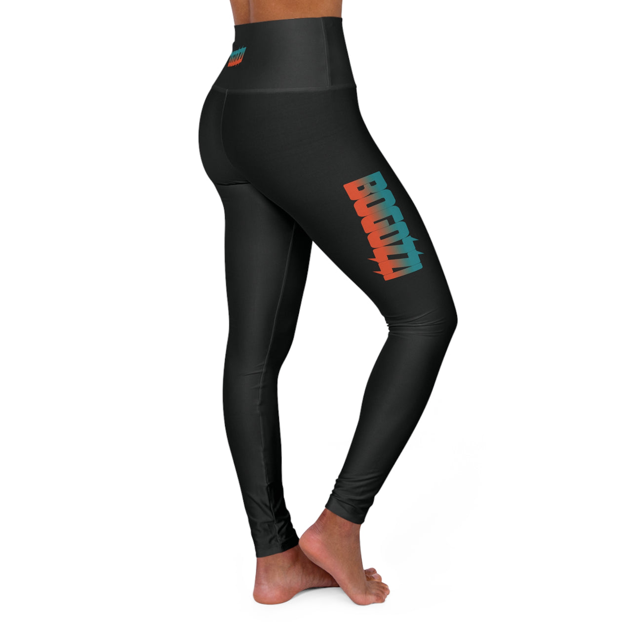 High-Waisted (Solid Black) Yoga Leggings — BOGOZZI Miami Beach Gradient Thigh Print