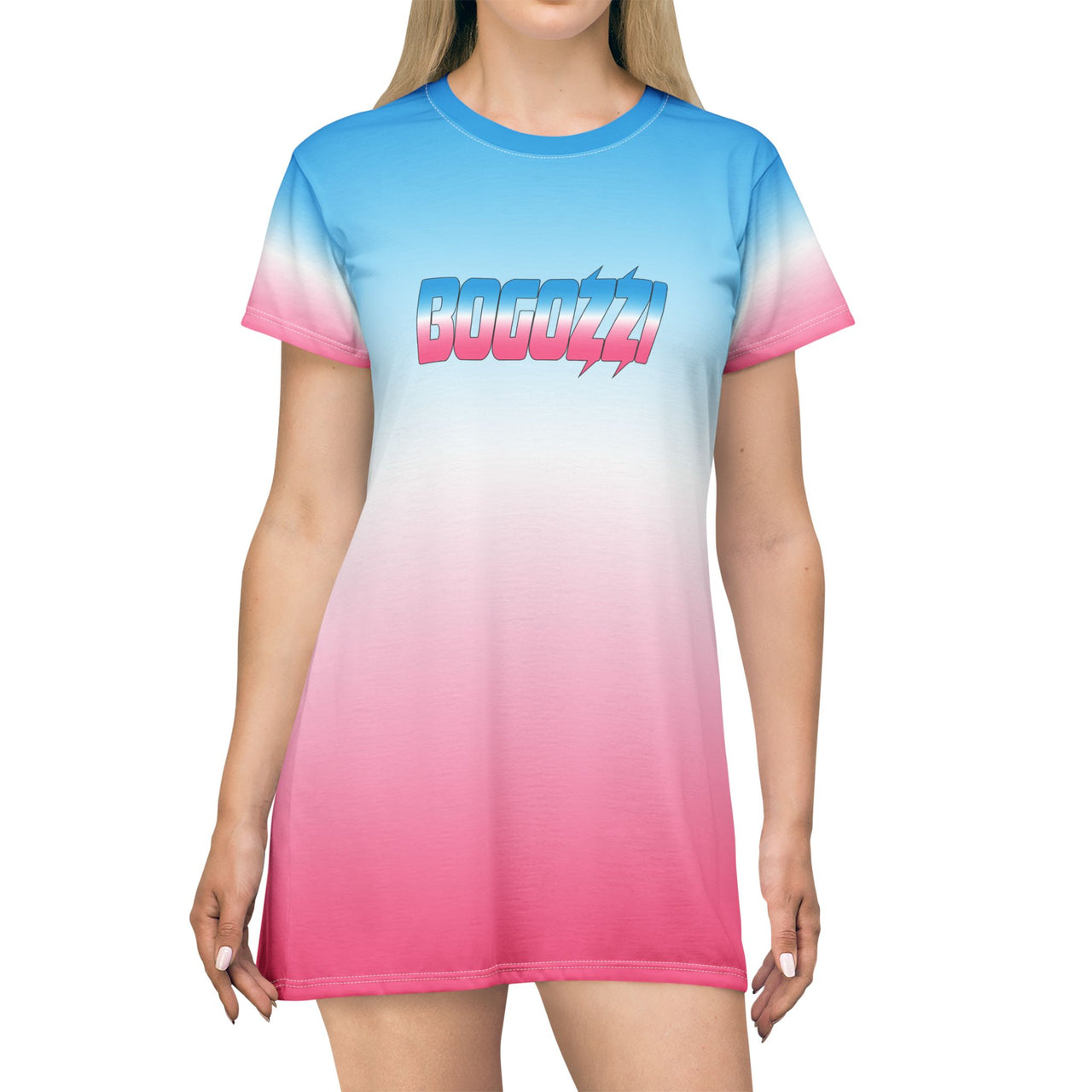 Icey Cotton Candy T-Shirt Dress — BOGOZZI Quick-Dry Polyester