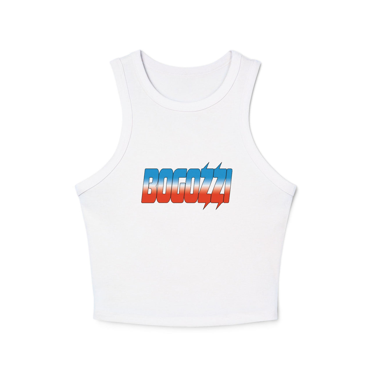 Women's Cropped Rib Racerback Tank Top — BOGOZZI - Vibrant Icey Dreamsicle Gradient Graphic