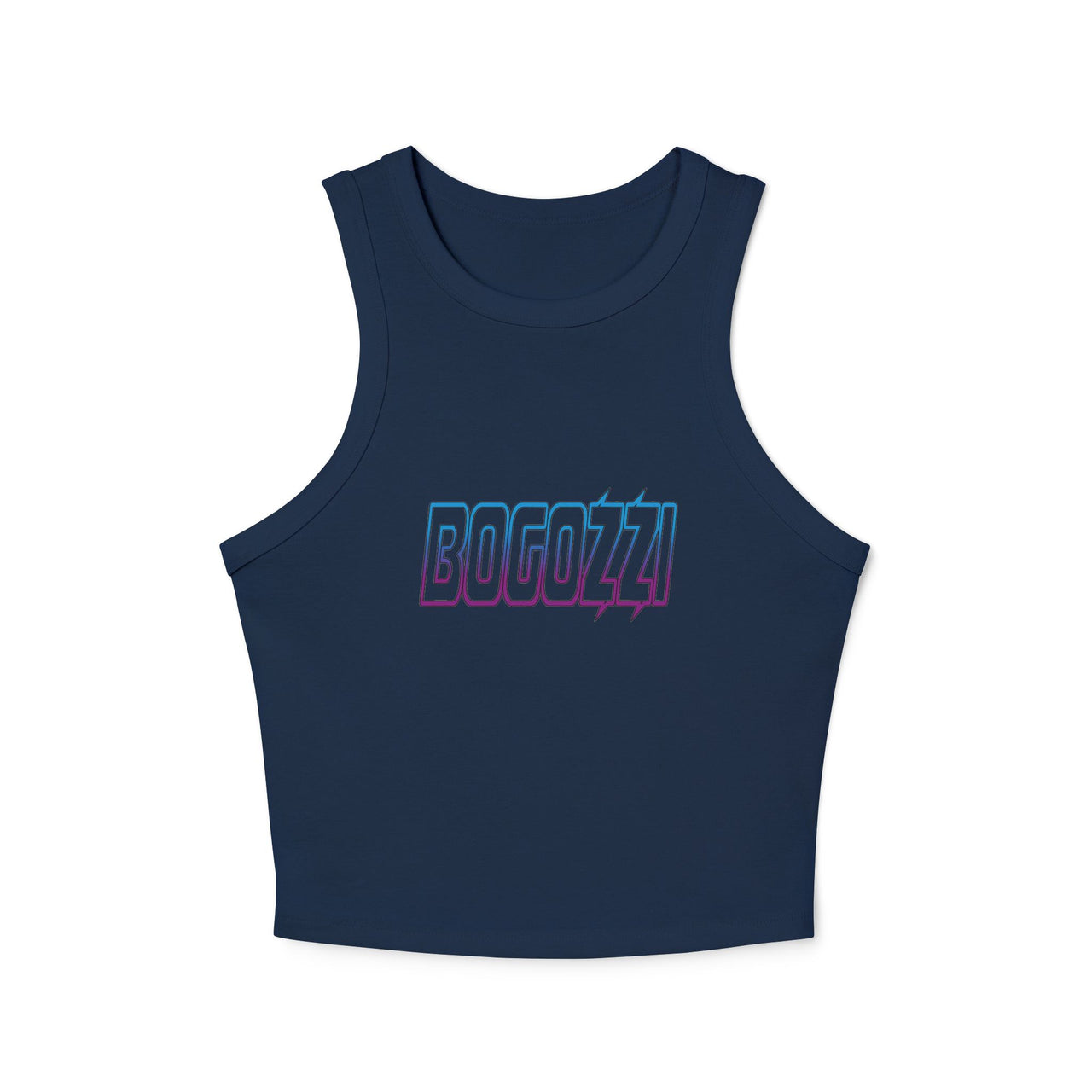 Women's Cropped Rib Racerback Tank Top — BOGOZZI Electric Magenta Dream Gradient Graphic