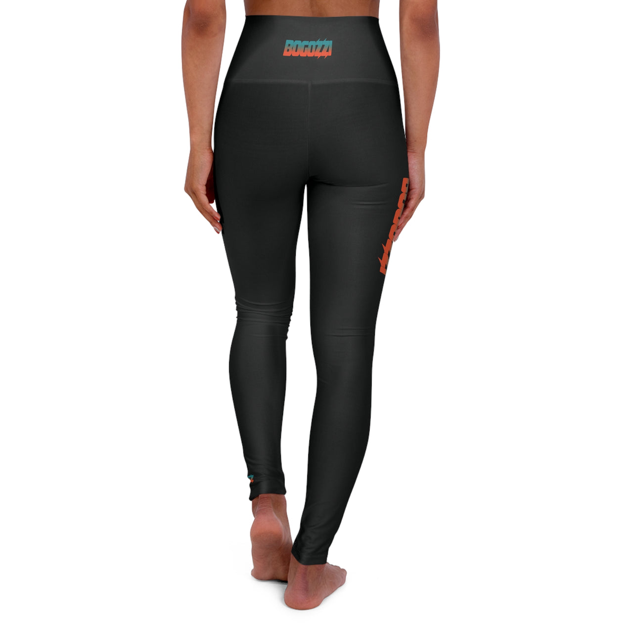 High-Waisted (Solid Black) Yoga Leggings — BOGOZZI Miami Beach Gradient Thigh Print
