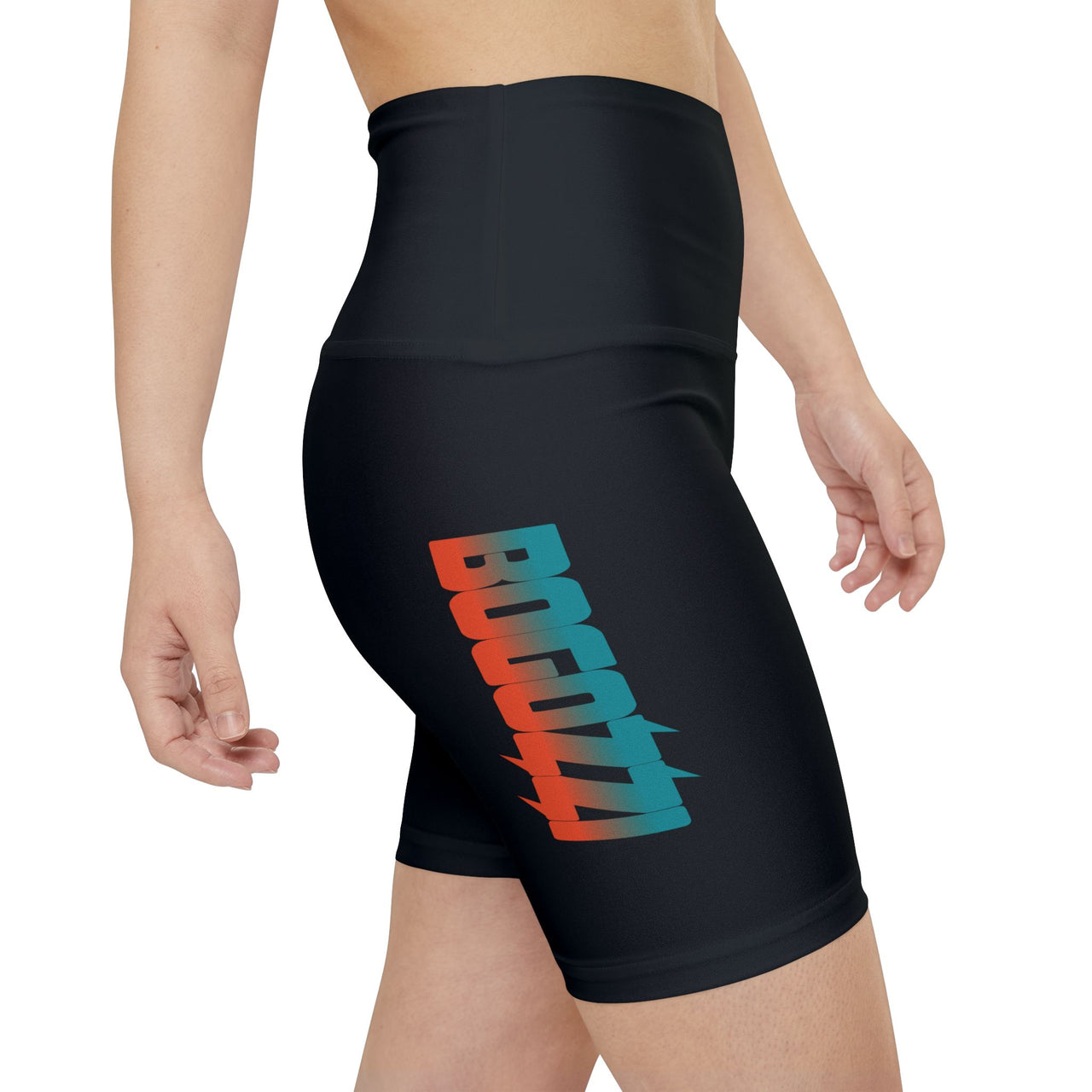 BOGOZZI Miami Beach Gradient Logo Women's Workout Shorts (Black)