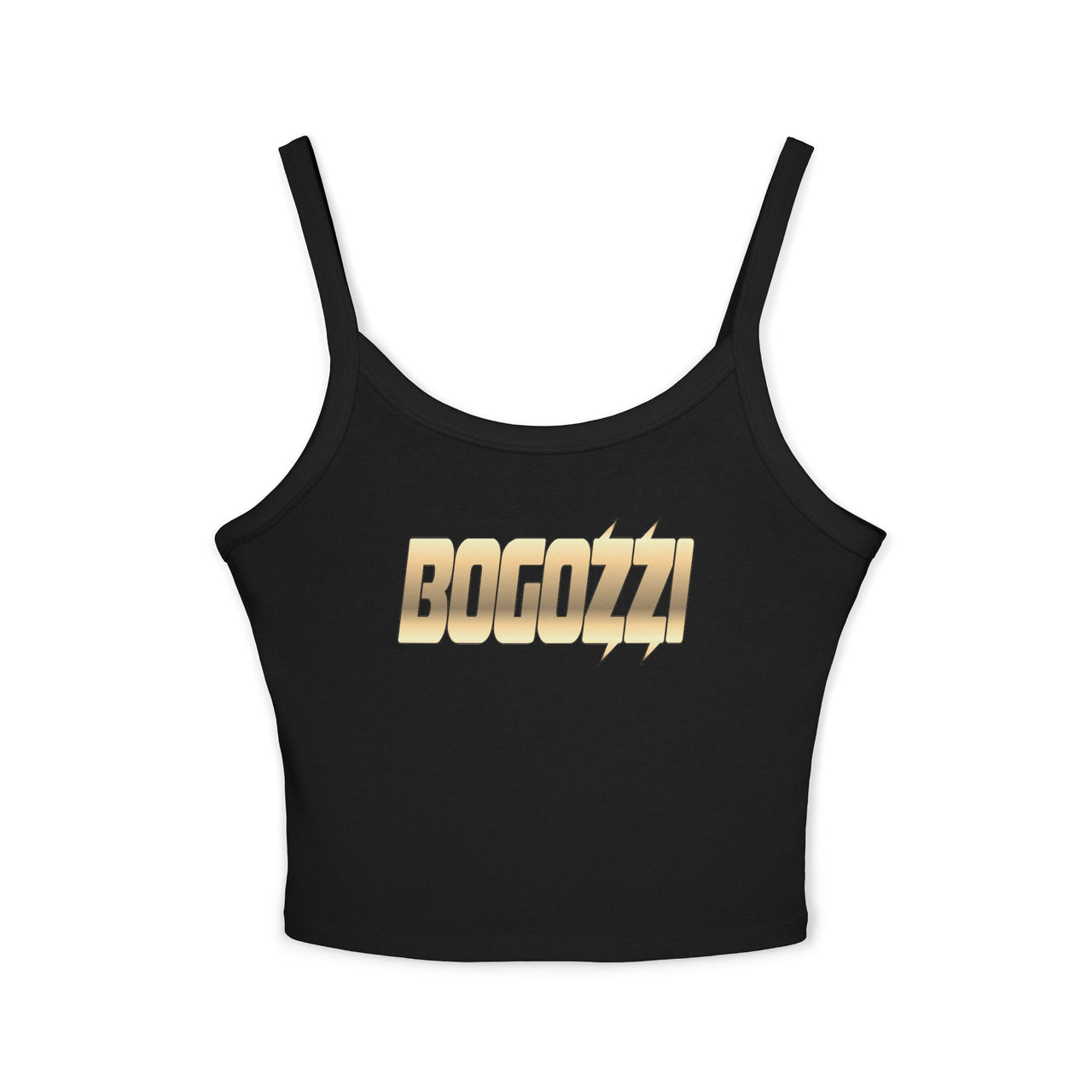 Vibrant Glimmer Gold Spaghetti Strap Tank Top — BOGOZZI Cropped Style