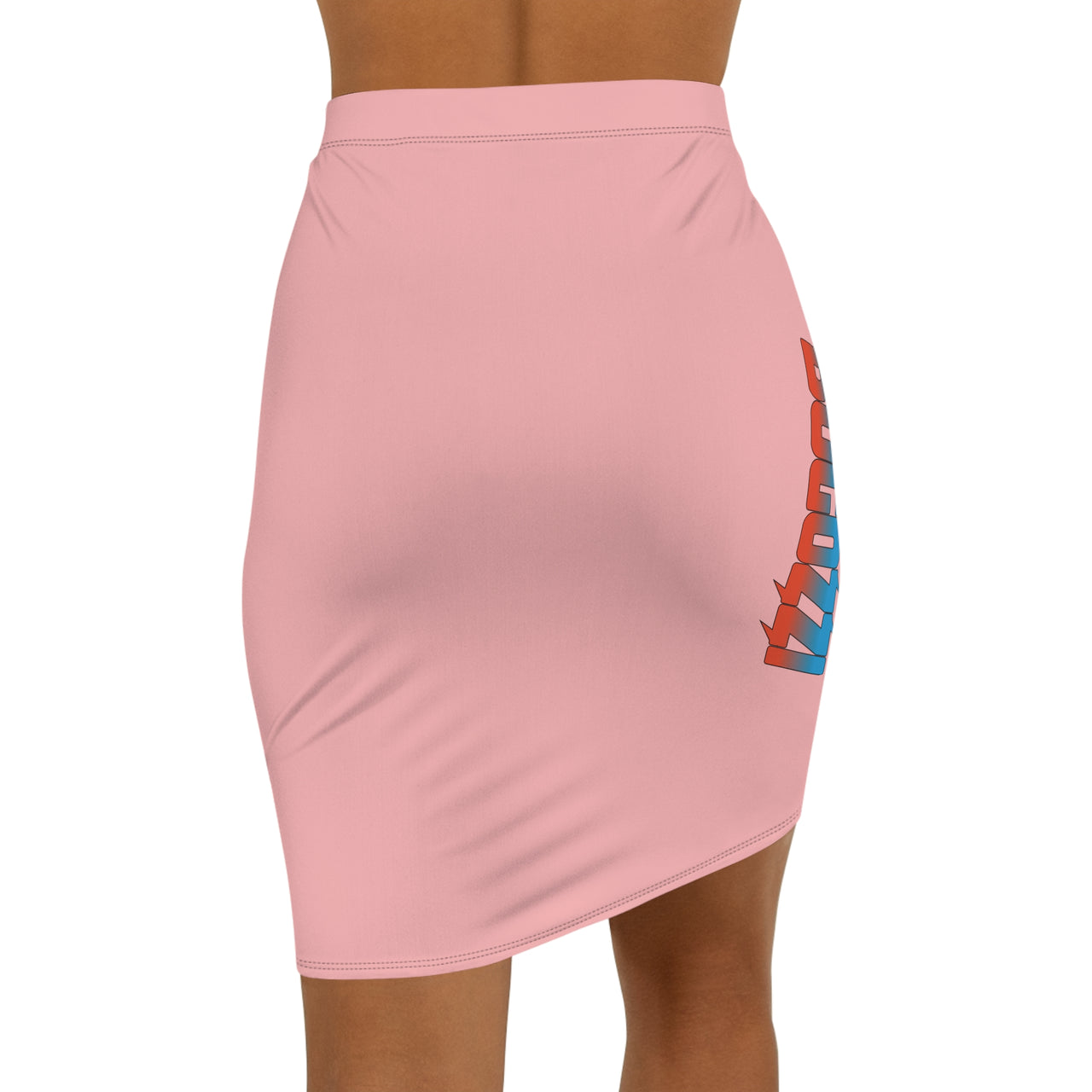 Solid Pink Mid-Waist Pencil Skirt — BOGOZZI Vibrant Side Hip Dreamsicle Gradient Accent