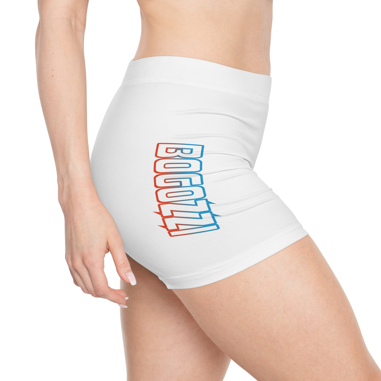 Dreamsicle Electric Gradient Logo Women's Shorts — BOGOZZI White Short Shorts