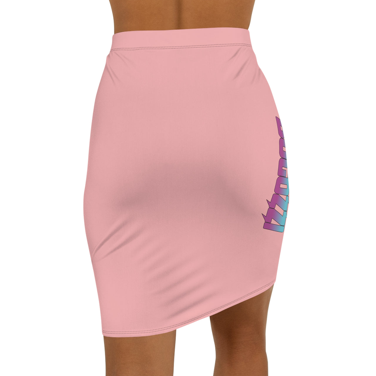 Solid Pink Mid-Waist Pencil Skirt — BOGOZZI Vibrant Side Hip South Beach Gradient Accent