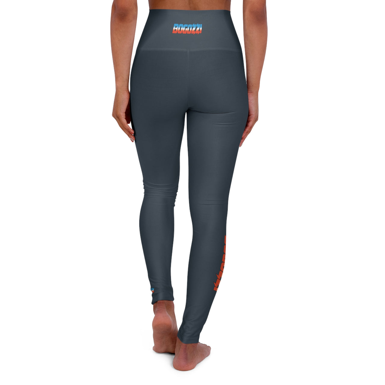 High Waisted (Indigo) Yoga Leggings - BOGOZZI Icey Dreamsicle Vibrant Gradient Calf Print
