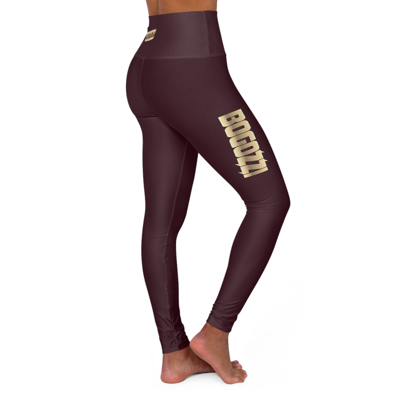 Copy of High Waisted (Cardinal Red) Yoga Leggings - BOGOZZI Glimmer Gold Gradient Thigh Graphic