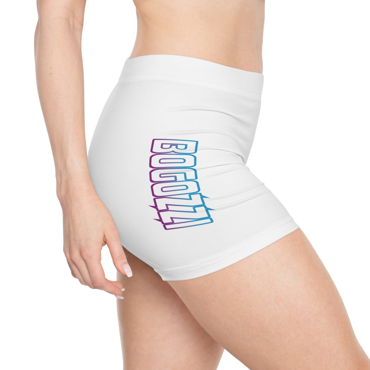 Magenta Dream Electric Gradient Logo Women's Shorts — BOGOZZI White Short Shorts