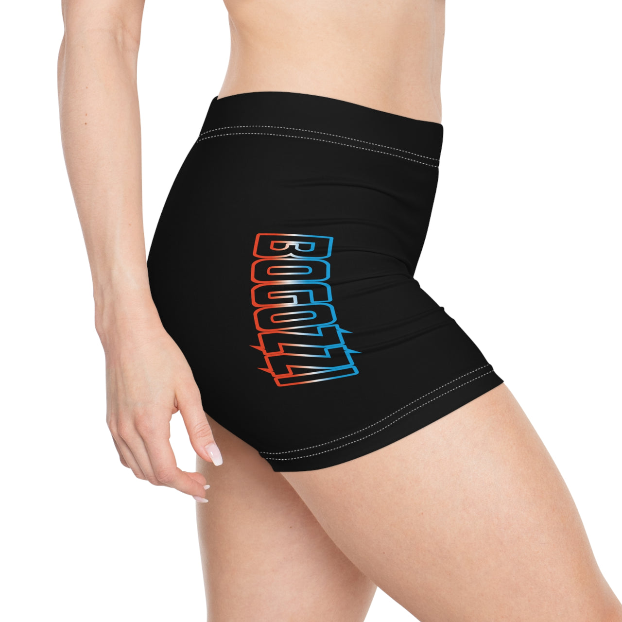 Dreamsicle Electric Ice Gradient Logo Women's Shorts — BOGOZZI Black Short Shorts