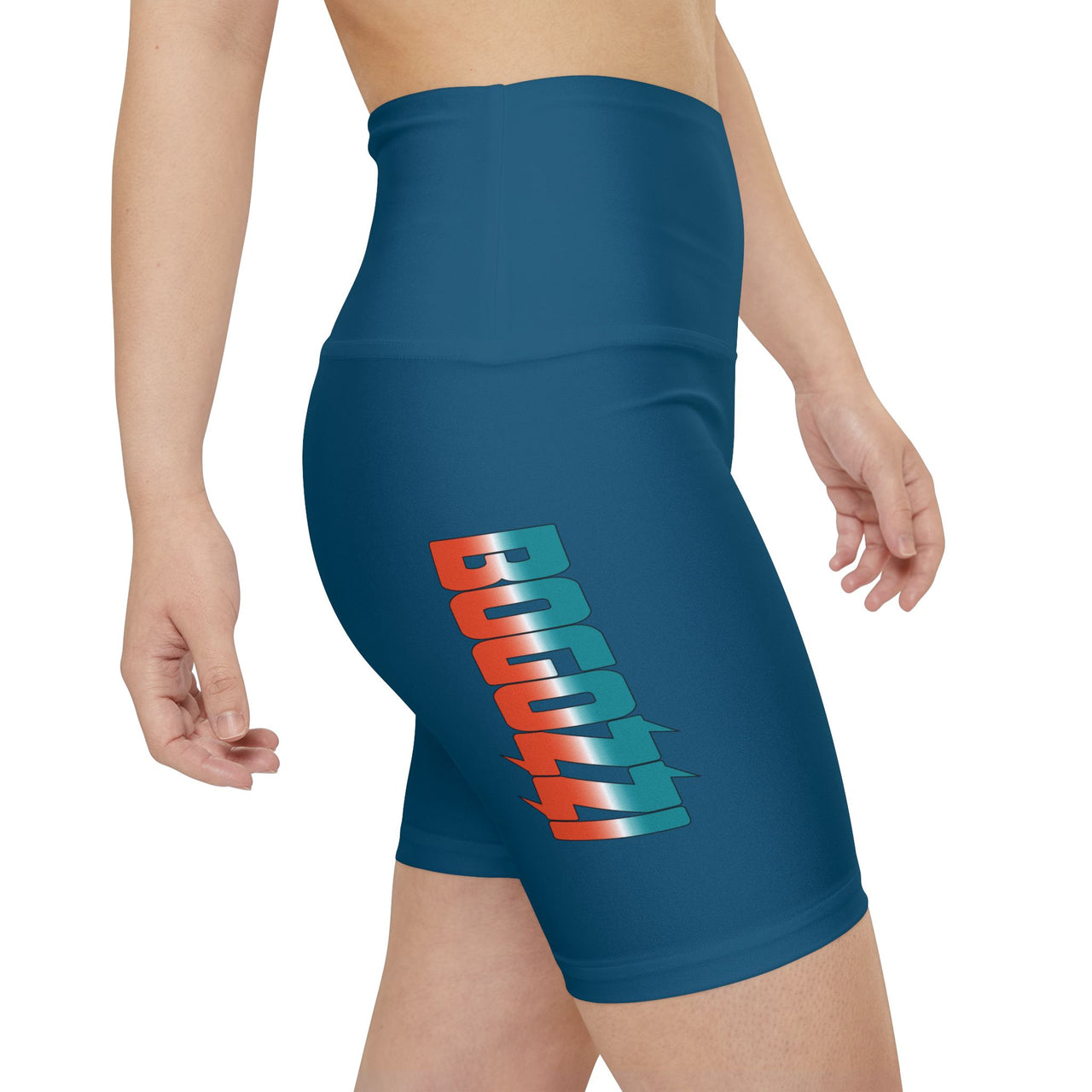 BOGOZZI Icey Miami Beach Gradient Logo Women's Workout Shorts (Deep Ocean Blue)