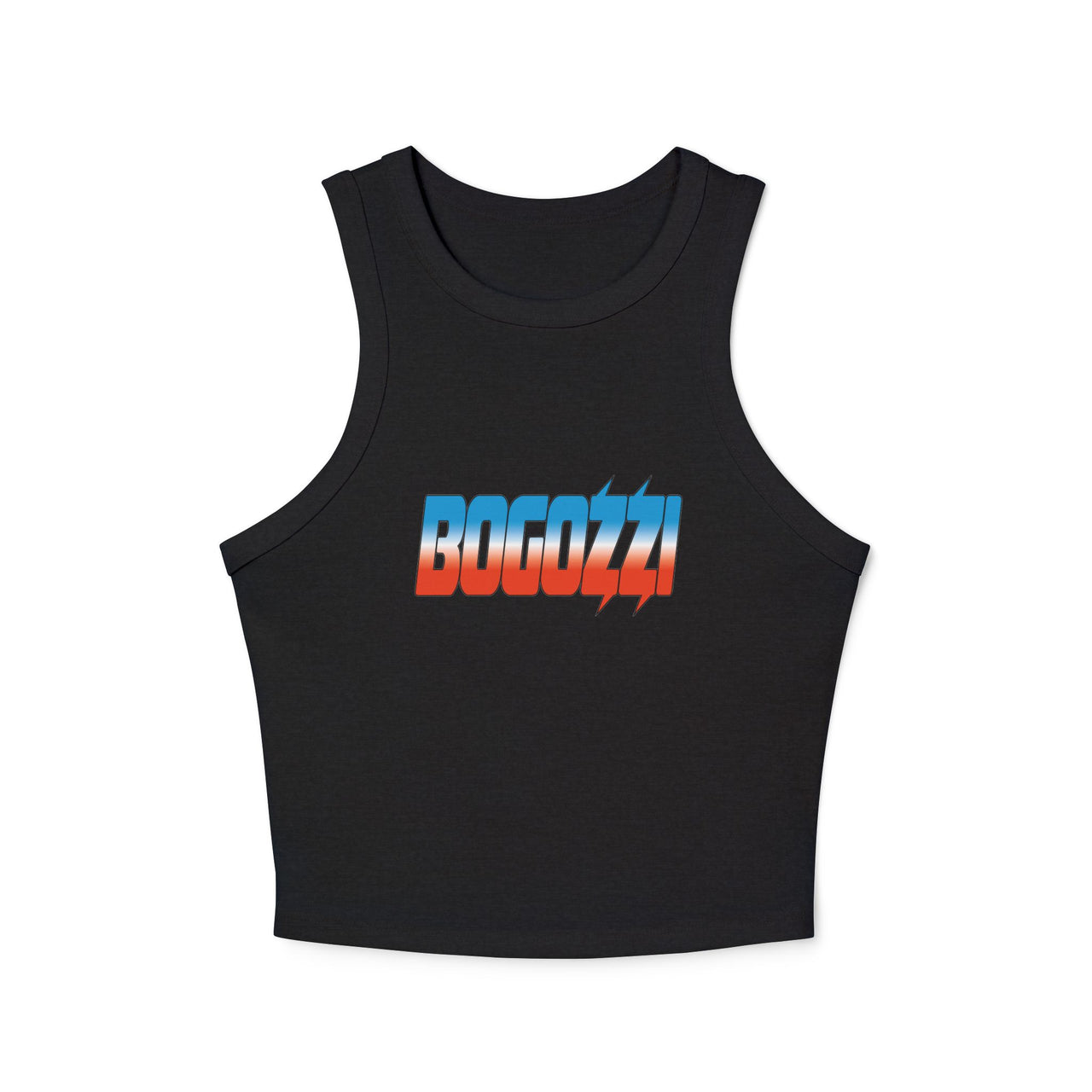 Women's Cropped Rib Racerback Tank Top — BOGOZZI - Vibrant Icey Dreamsicle Gradient Graphic