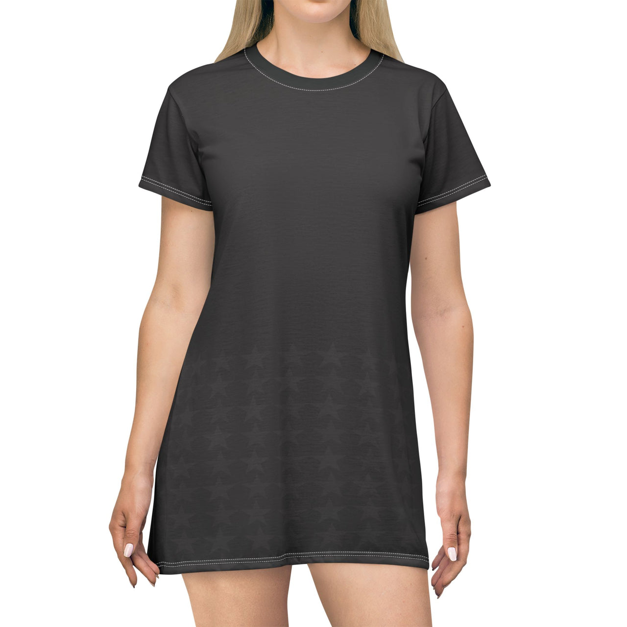 Black-on-Black American Flag T-Shirt Dress — Bogozzi Quick-Dry Polyester