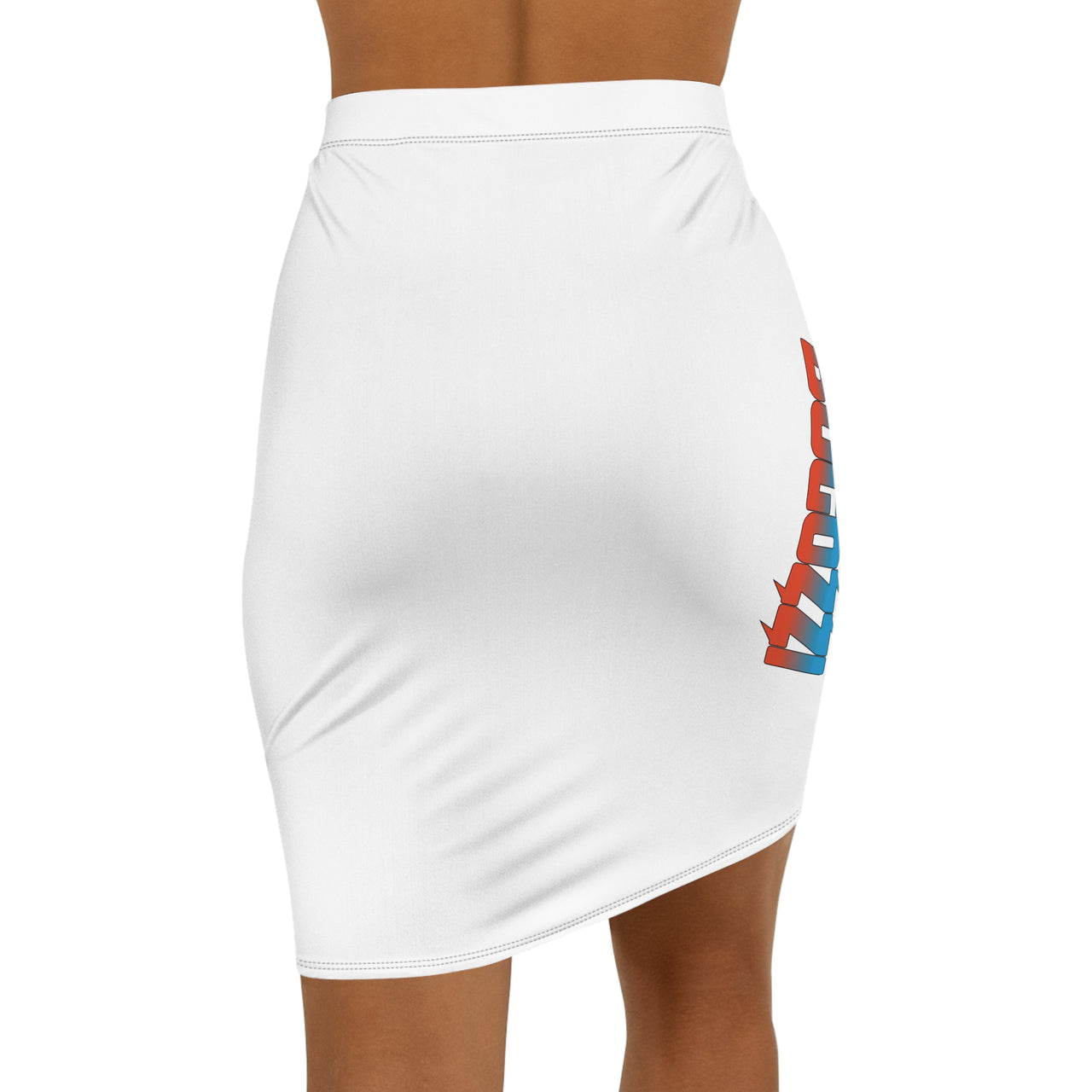 White Mid-Waist Pencil Skirt — BOGOZZI Vibrant Side Hip Dreamsicle Gradient Accent