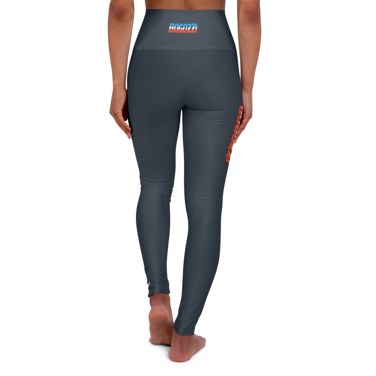 High Waisted (Indigo) Yoga Leggings - BOGOZZI Icey Dreamsicle Vibrant Gradient Thigh Print