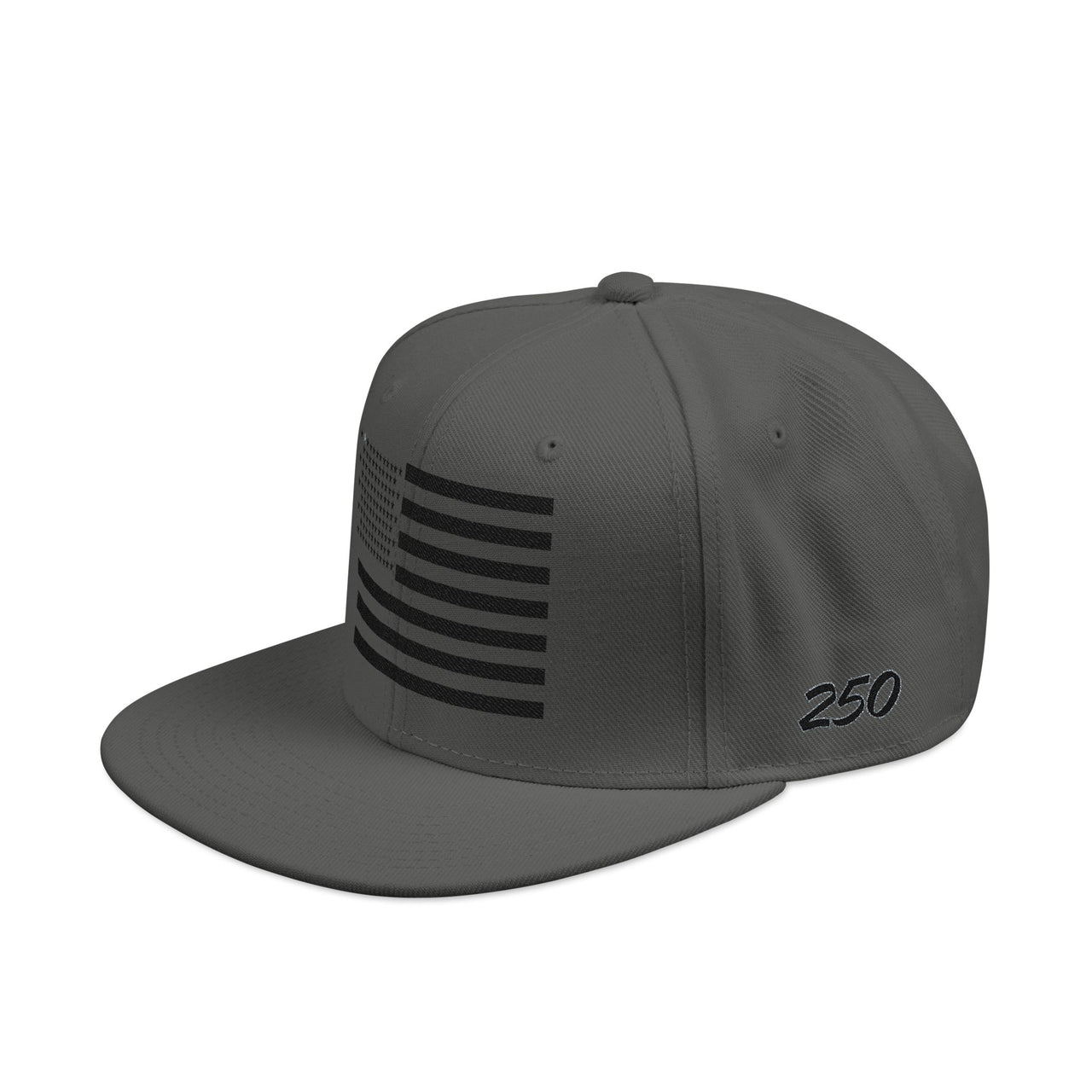 Embroidered Flag Snapback Hat — Tactical Black Flatbill Cap