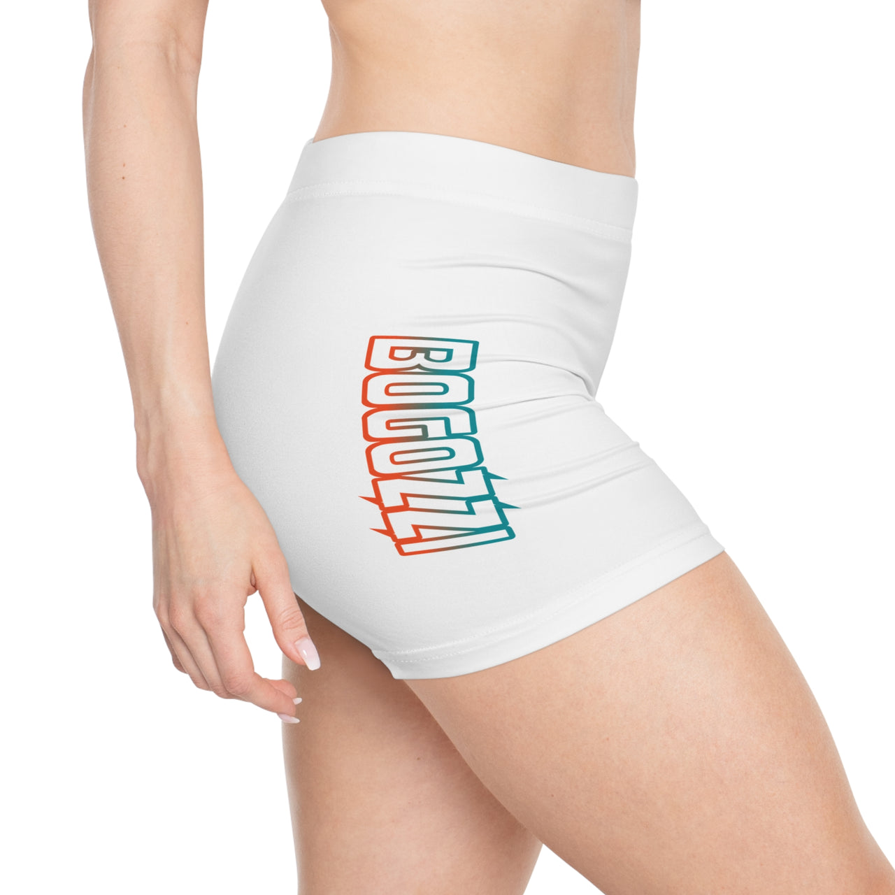 Miami Beach Electric Gradient Logo Women's Shorts — BOGOZZI White Short Shorts