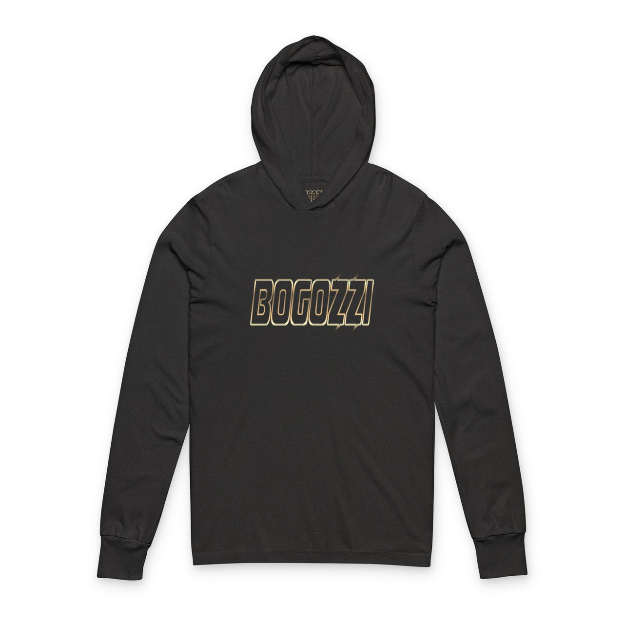 BOGOZZI - Unisex -Glimmer Gold - Graphic Hooded Long Sleeve Tee — Stylish Streetwear & Gym Loungewear