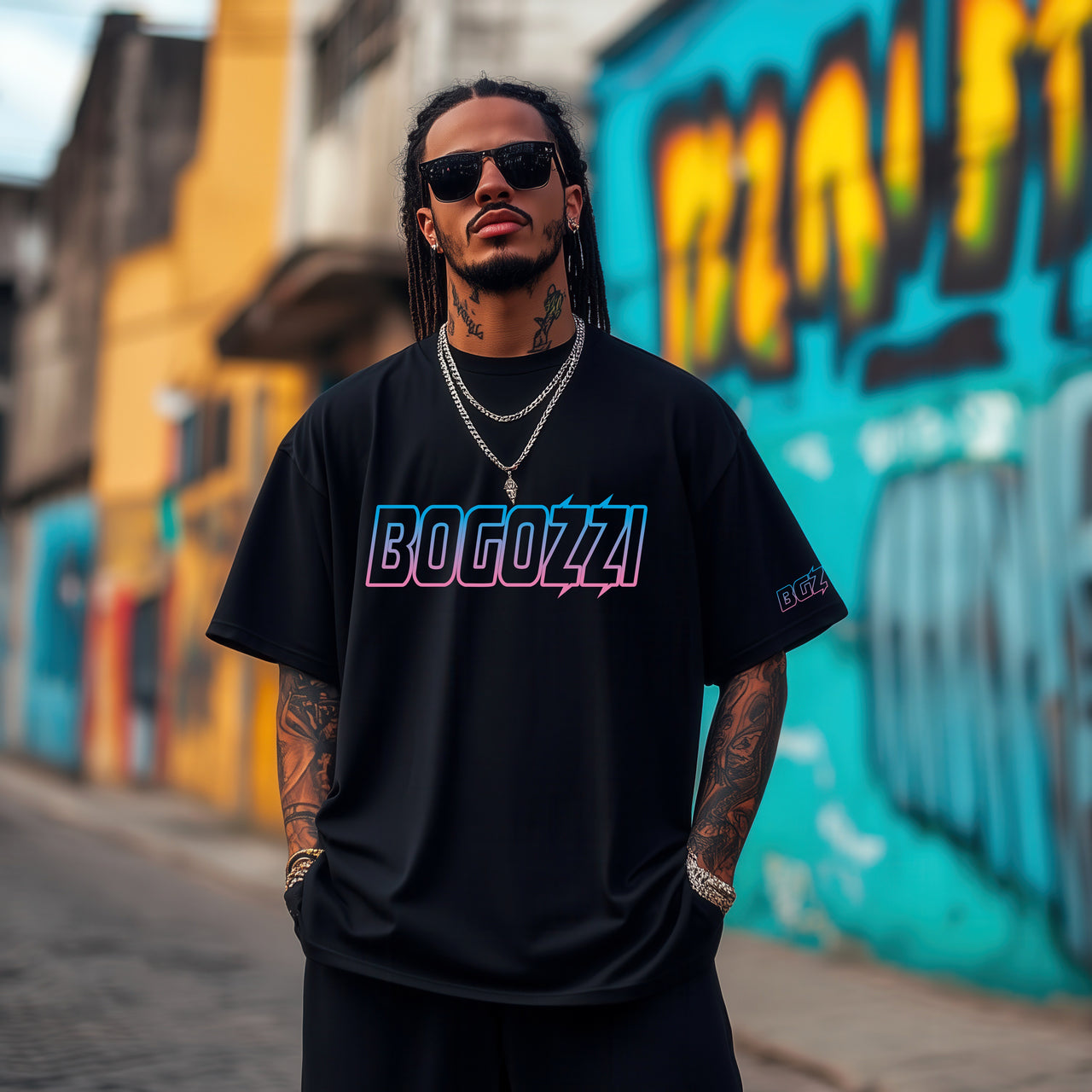 BOGOZZI - Cotton Candy Drip Tee — Electric Outline Collection