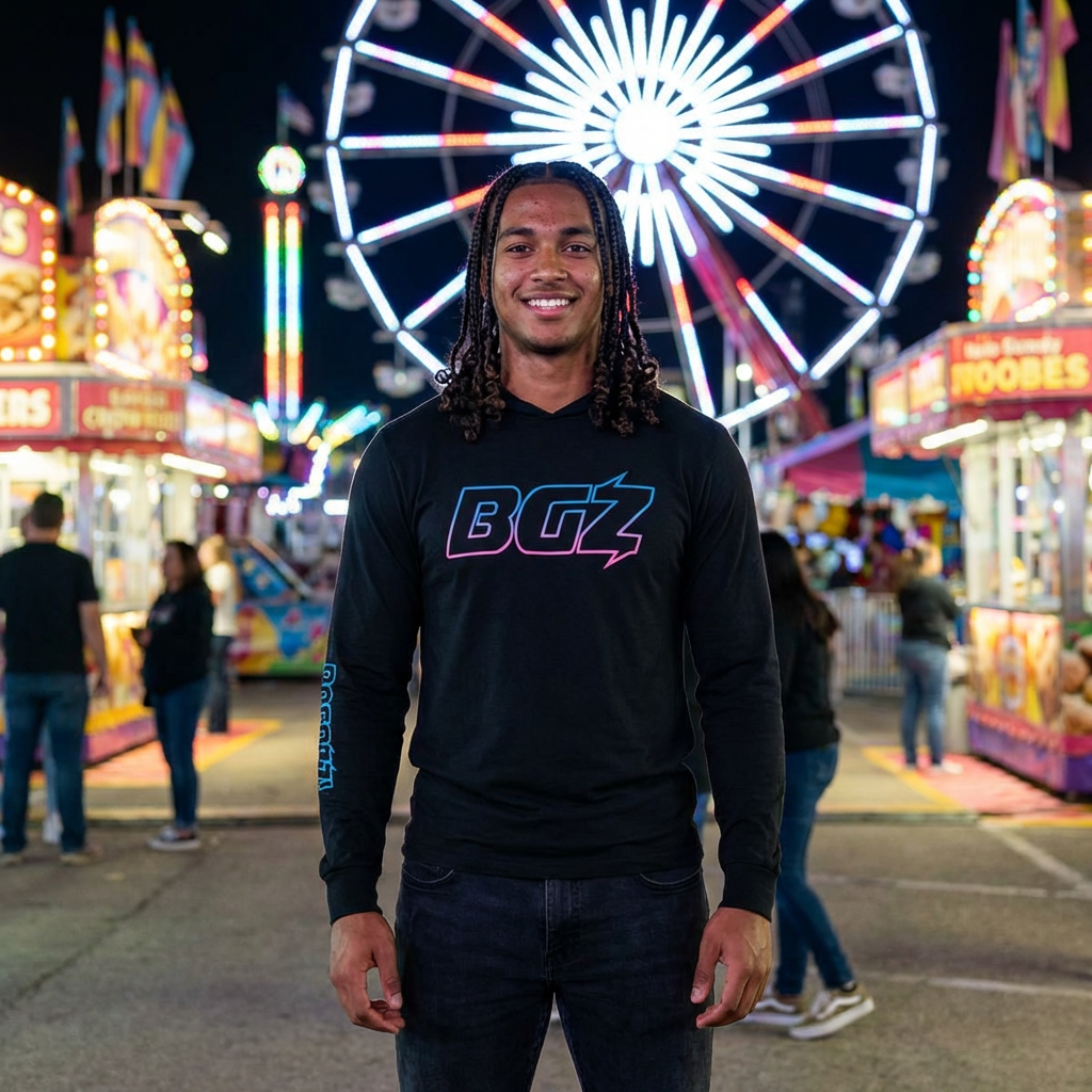 BGZ - Unisex - Electric Cotton Candy Graphic Hooded Long Sleeve Tee — Electric Outline Collection