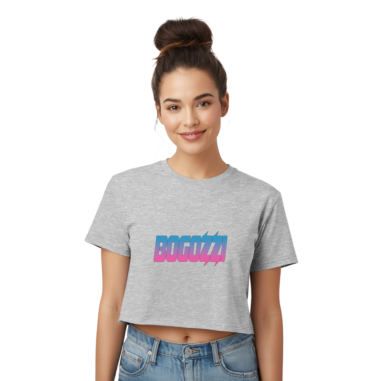 Cotton Candy Gradient Boxy Cropped Tee — BOGOZZI Graphic