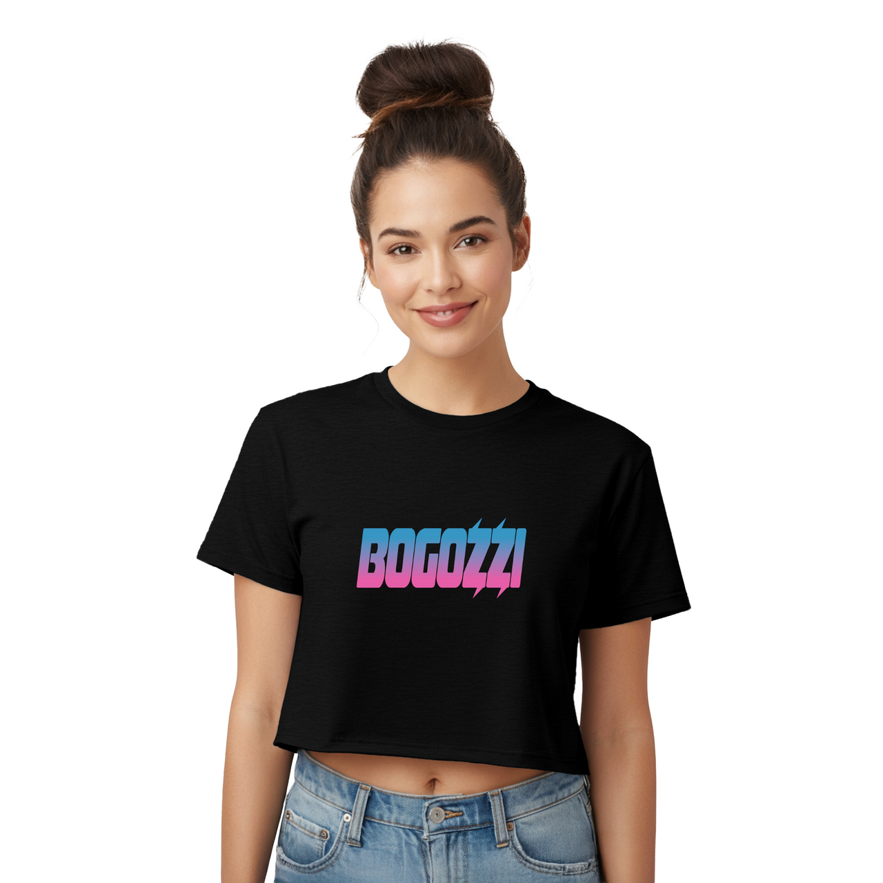 Cotton Candy Gradient Boxy Cropped Tee — BOGOZZI Graphic