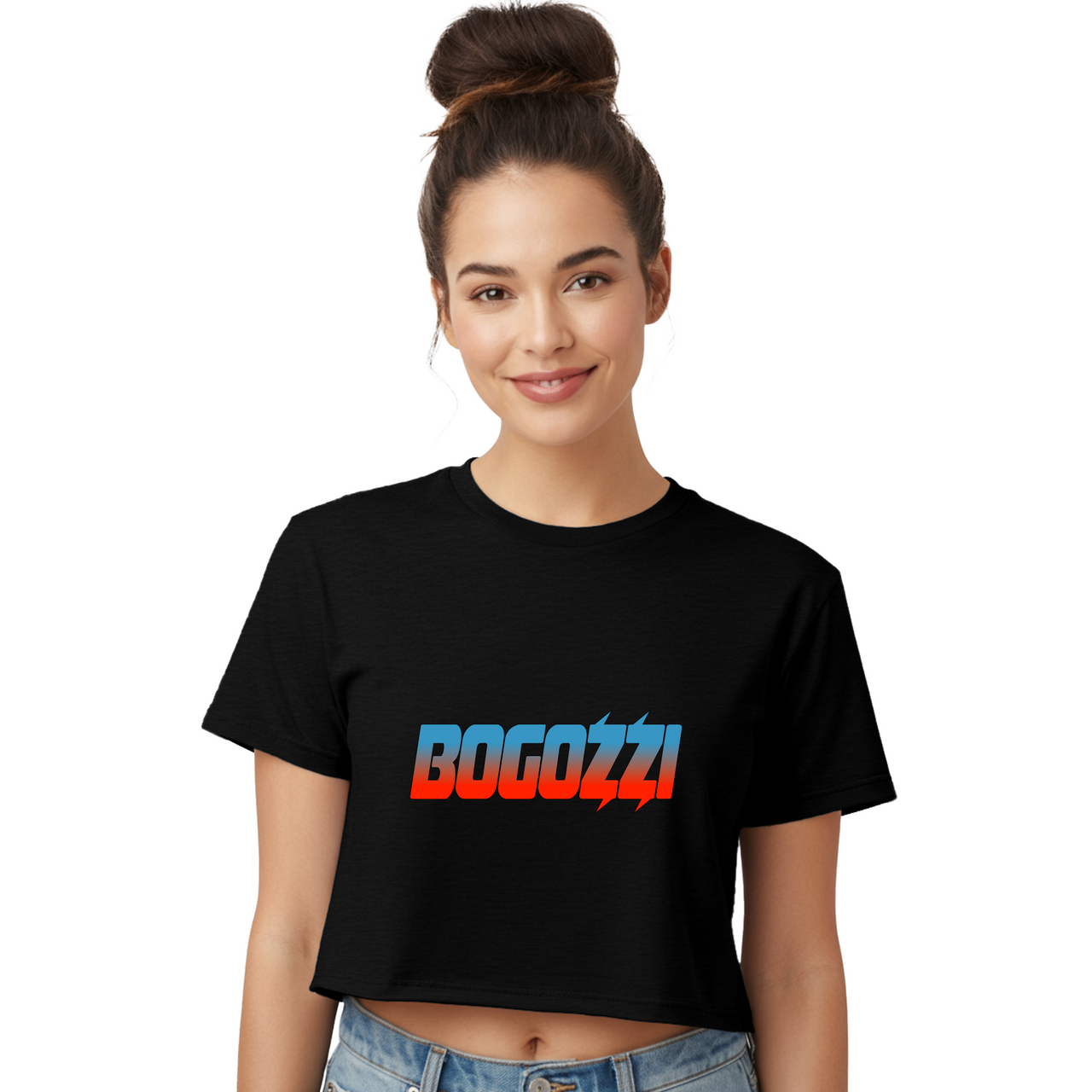 BOGOZZI - Vibrant Dreamsicle Boxy Cropped Tee — Gradient Graphic