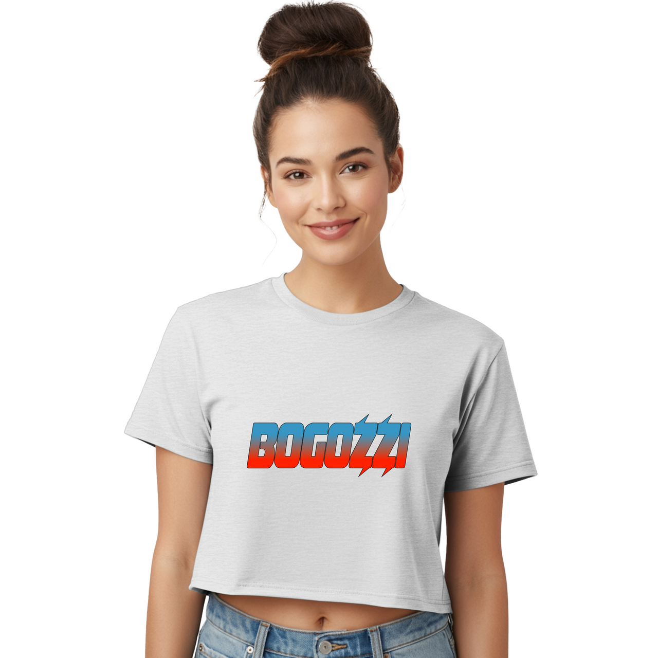 BOGOZZI - Vibrant Dreamsicle Boxy Cropped Tee — Gradient Graphic