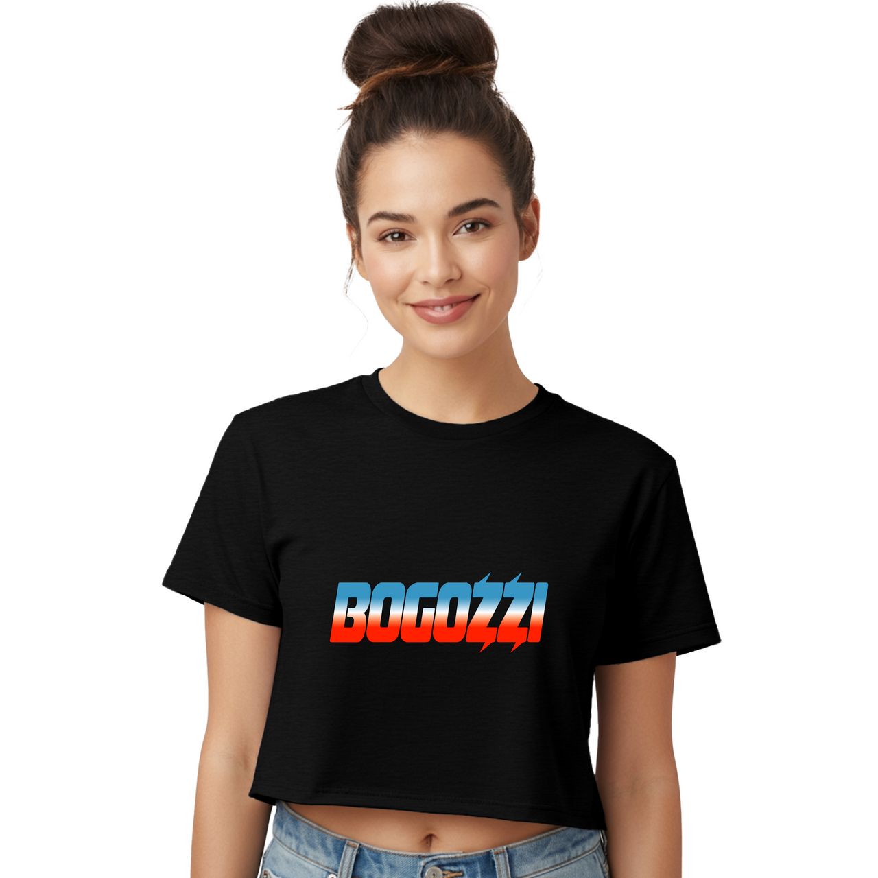 BOGOZZI - Vibrant Icey Dreamsicle Boxy Cropped Tee — Gradient Graphic