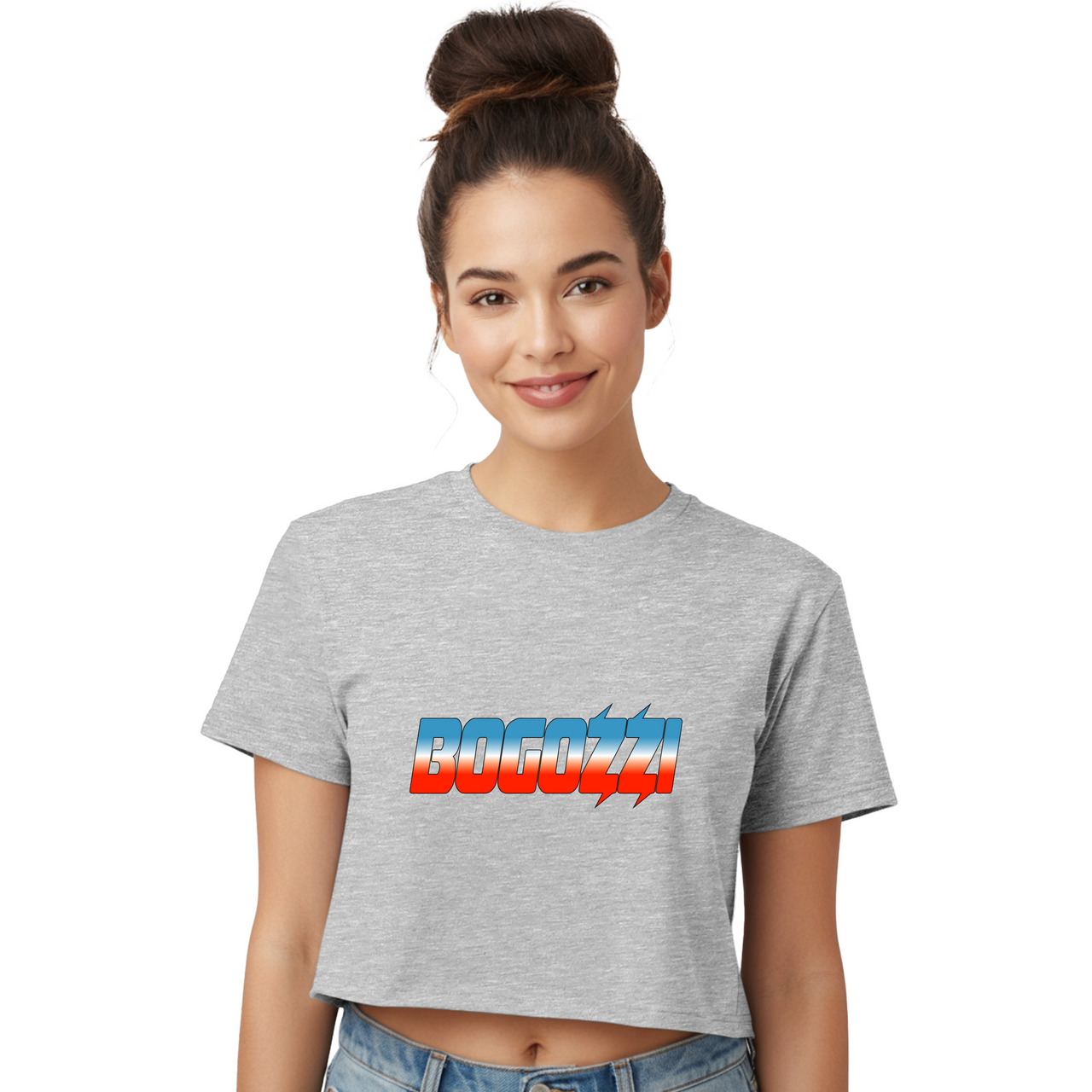BOGOZZI - Vibrant Icey Dreamsicle Boxy Cropped Tee — Gradient Graphic