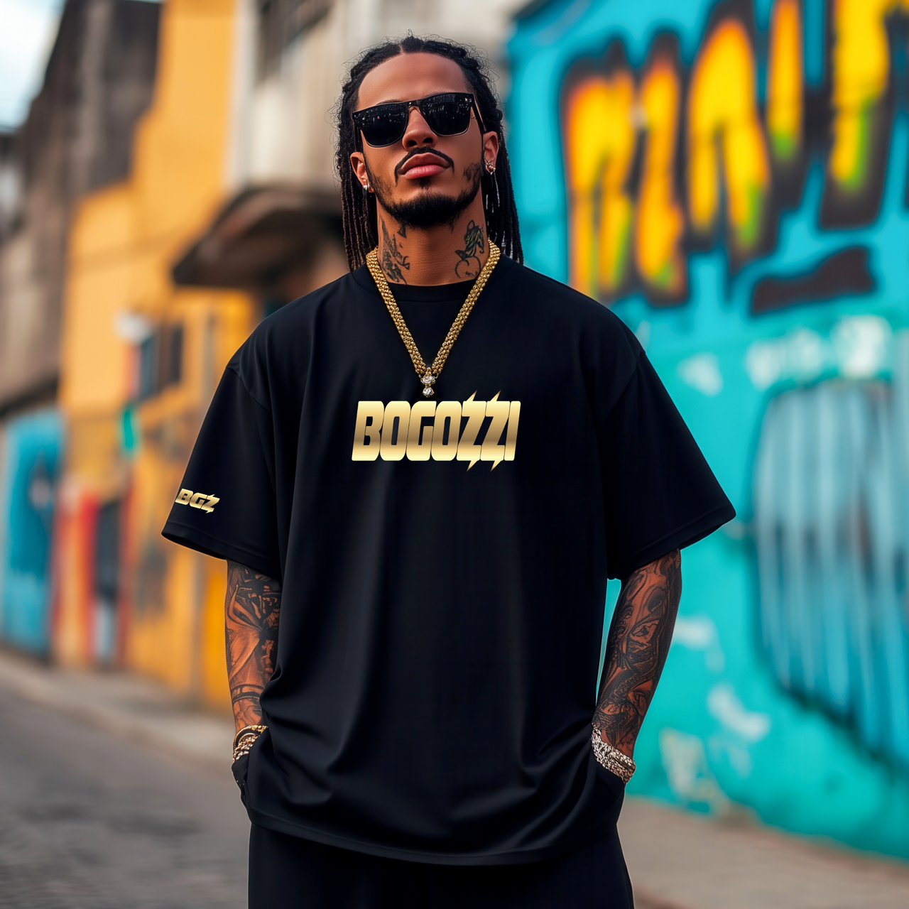 BOGOZZI - Glimmer Gold - Gradient Statement Tee — (Unisex)