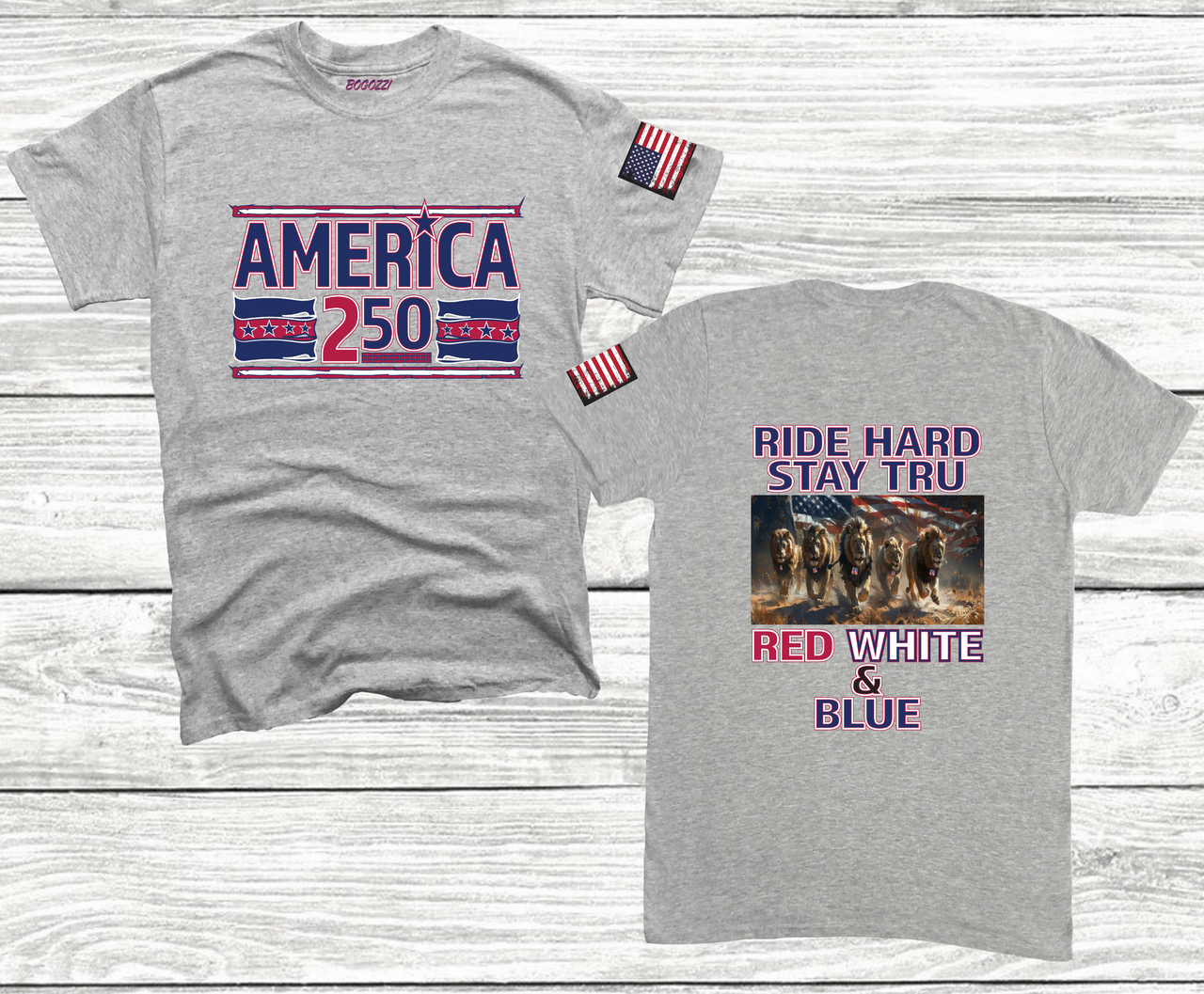 America 250 Tee — "Ride Hard Stay Tru" Patriotic Red White & Blue T‑Shirt