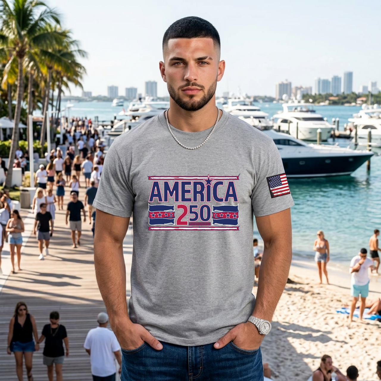 America 250 Patriotic T‑Shirt — Red, White & Blue USA Celebration Tee