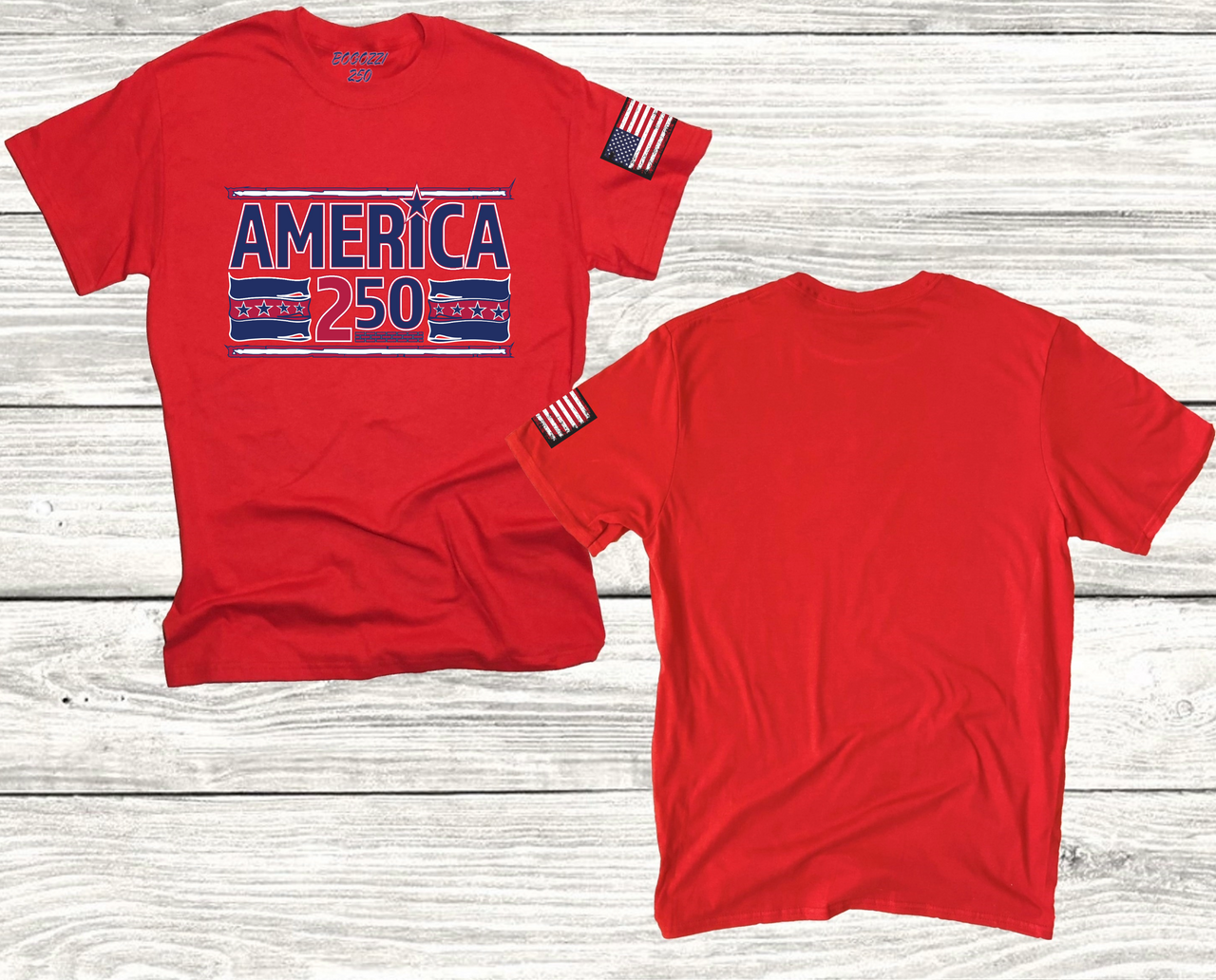 America 250 Patriotic T‑Shirt — Red, White & Blue USA Celebration Tee