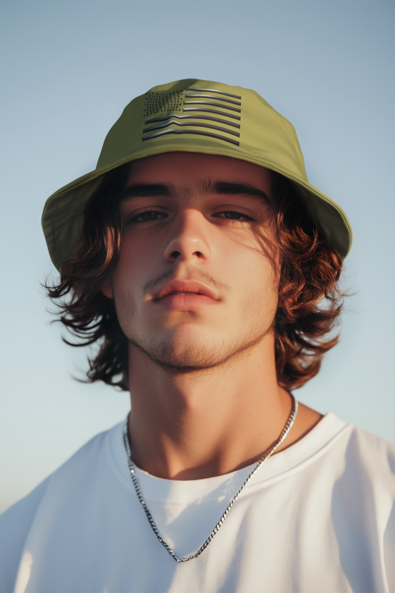 American Flag Black Print Bucket Hat — Patriotic 10-Color Summer Sun Hat