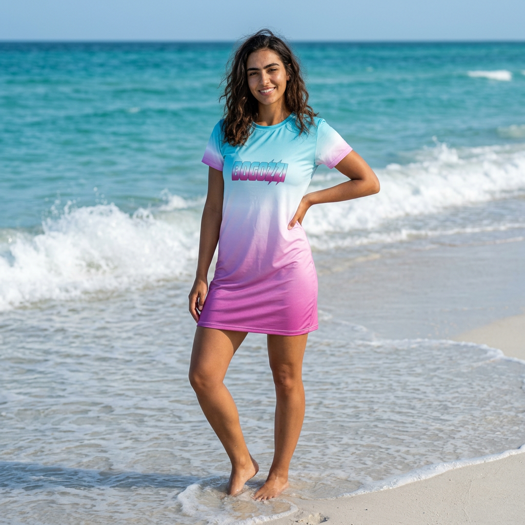 Icey South Beach T-Shirt Dress — BOGOZZI Quick-Dry Polyester