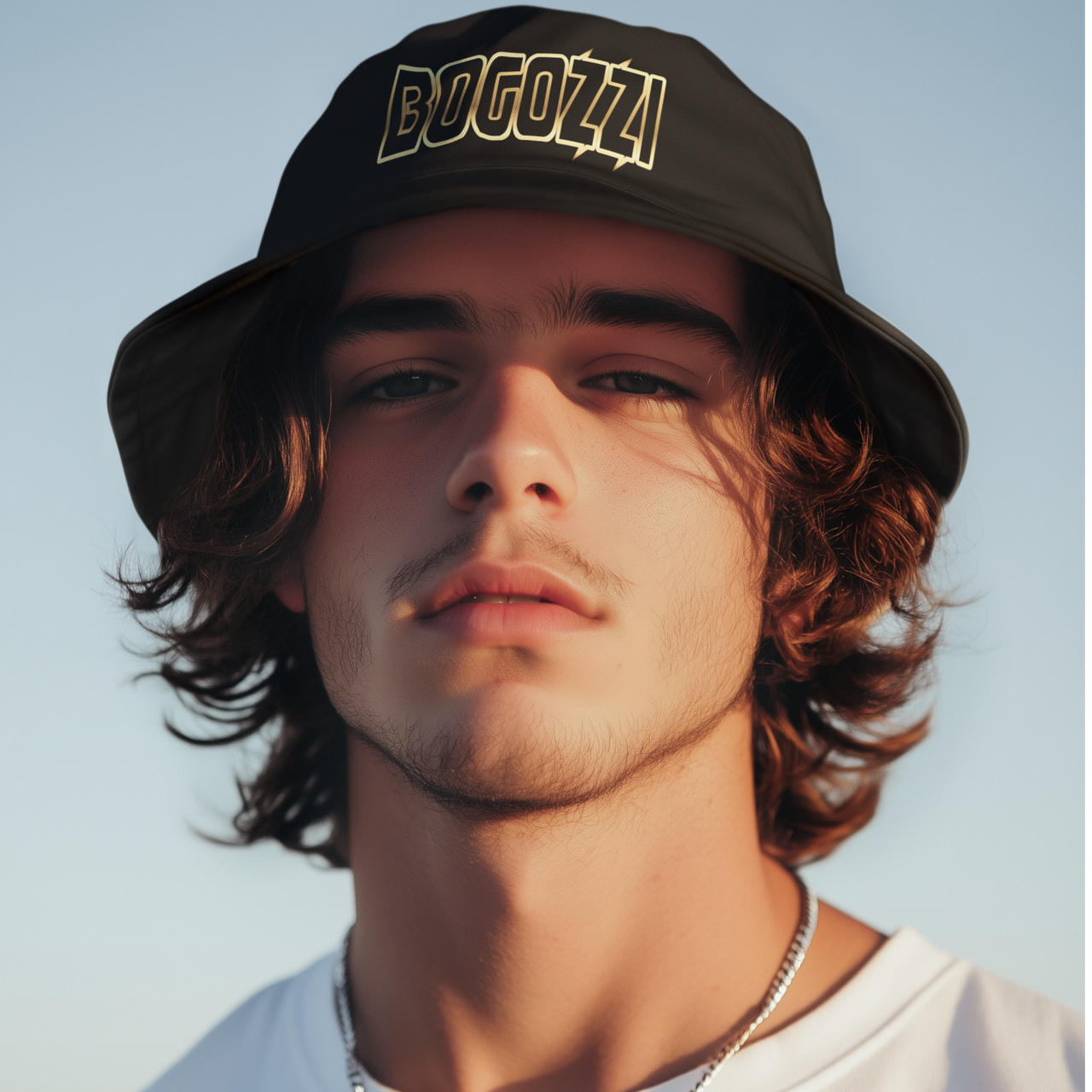 Bucket Hat —BOGOZZI  (ELECTRIC GLIMMER GOLD) Logo Streetwear Hat