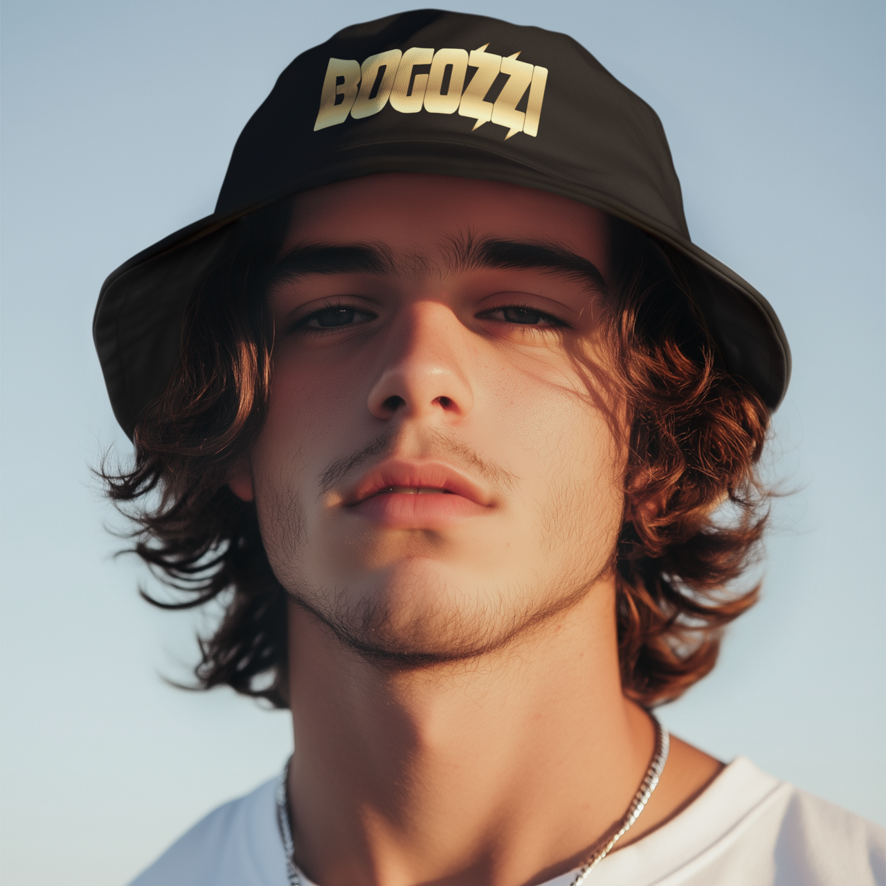 Bucket Hat —BOGOZZI  (GLIMMER GOLD) Logo Streetwear Hat