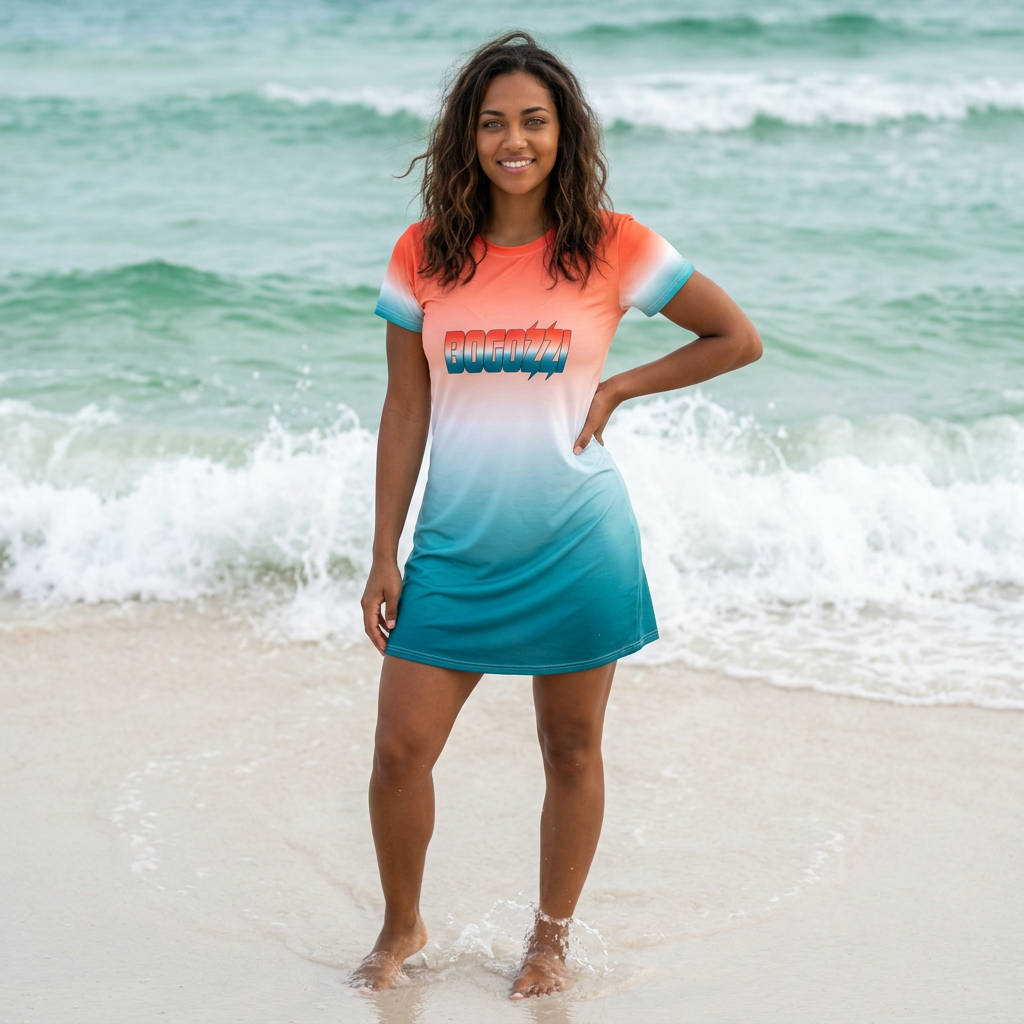 Icey Miami Beach T-Shirt Dress - Quick-Dry Polyester