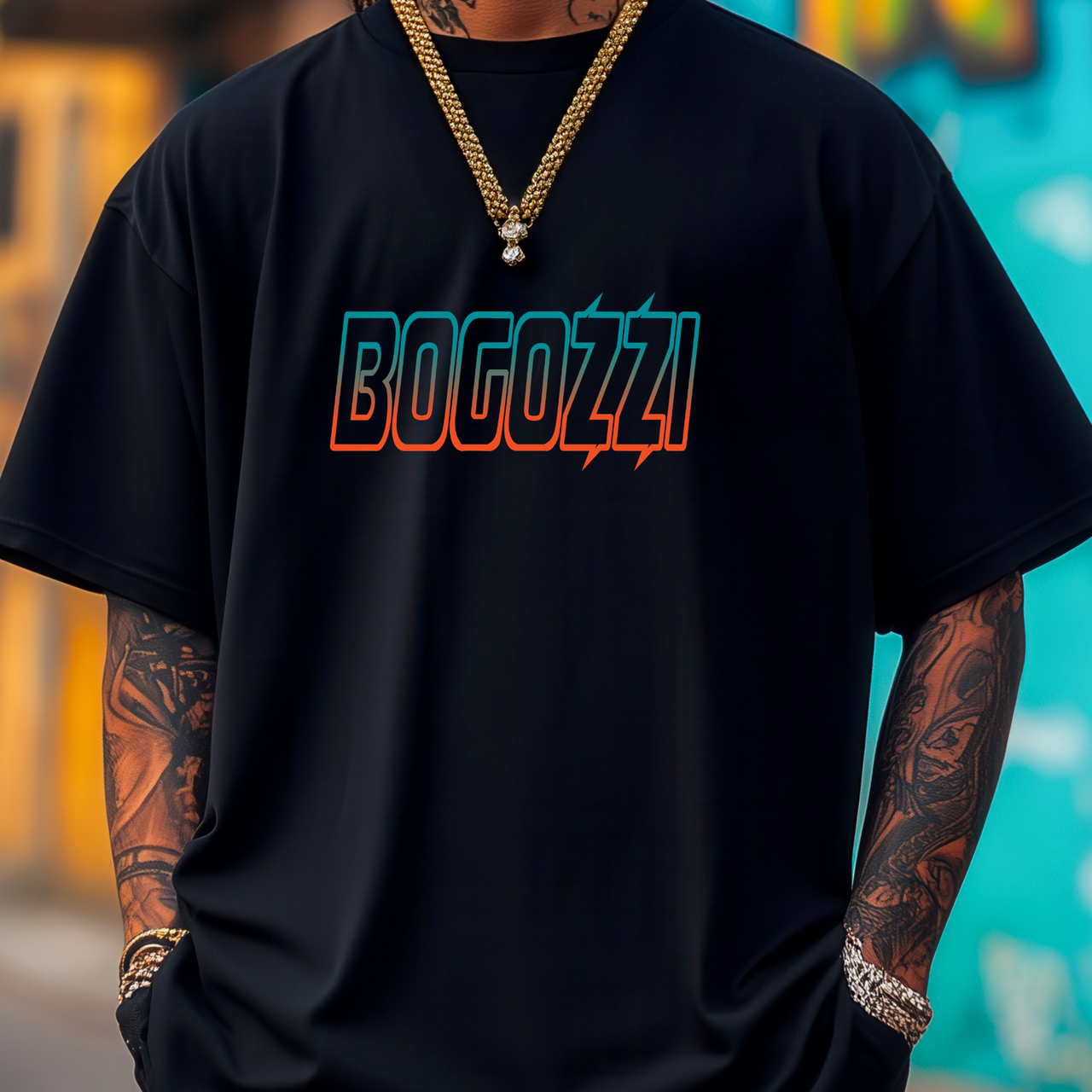 BOGOZZI - Miami Beach - Electric Statement Tee — (Unisex)