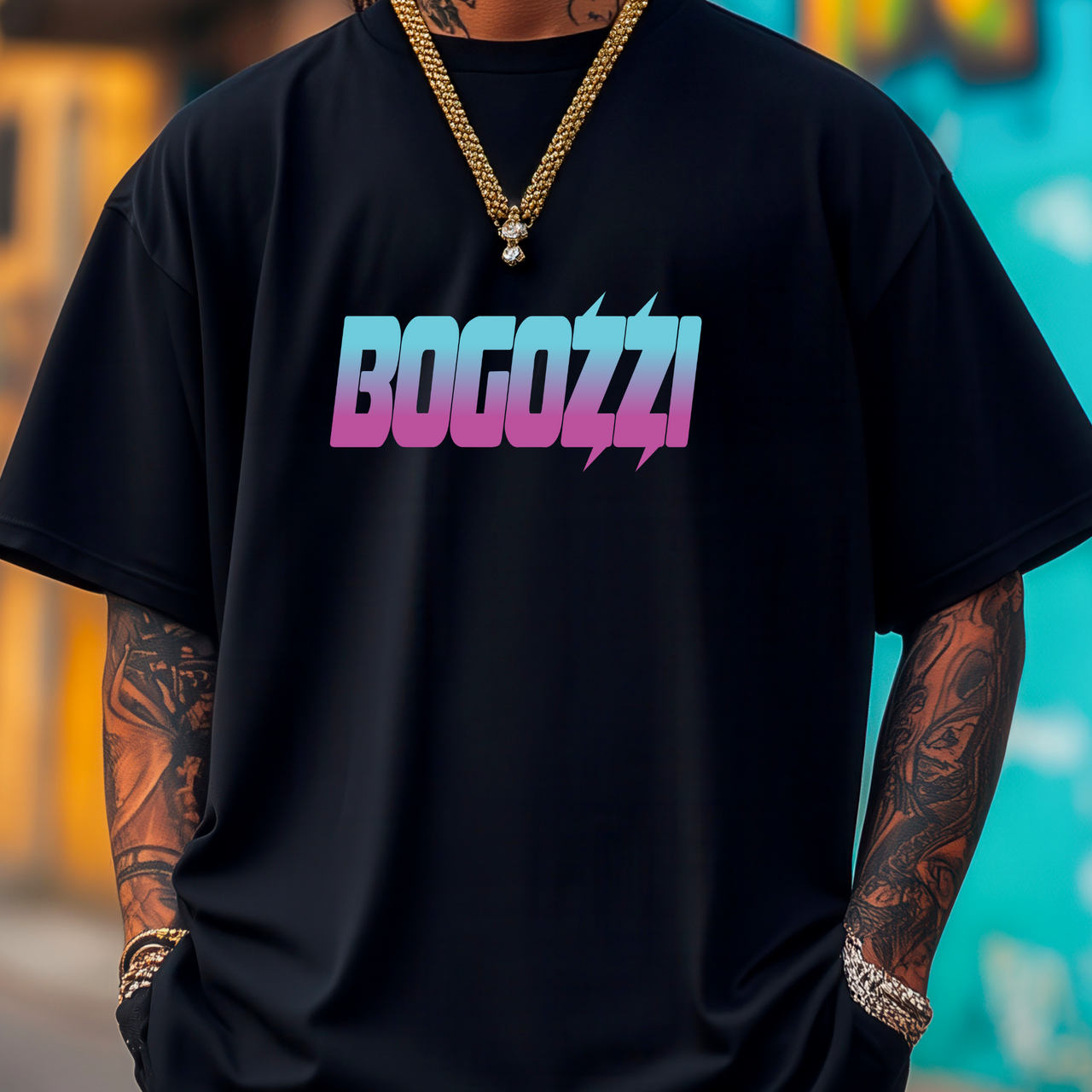 BOGOZZI - South Beach - Gradient Statement Tee — (Unisex) Streetwear
