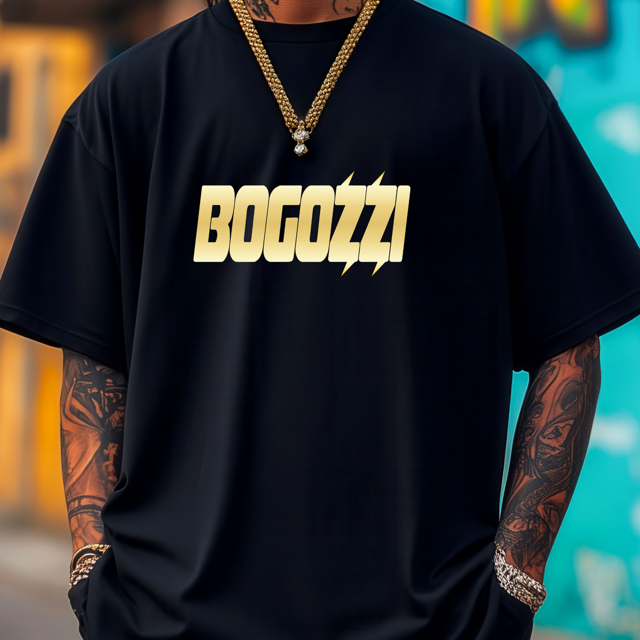BOGOZZI - Glimmer Gold - Statement Tee — (Unisex) Streetwear