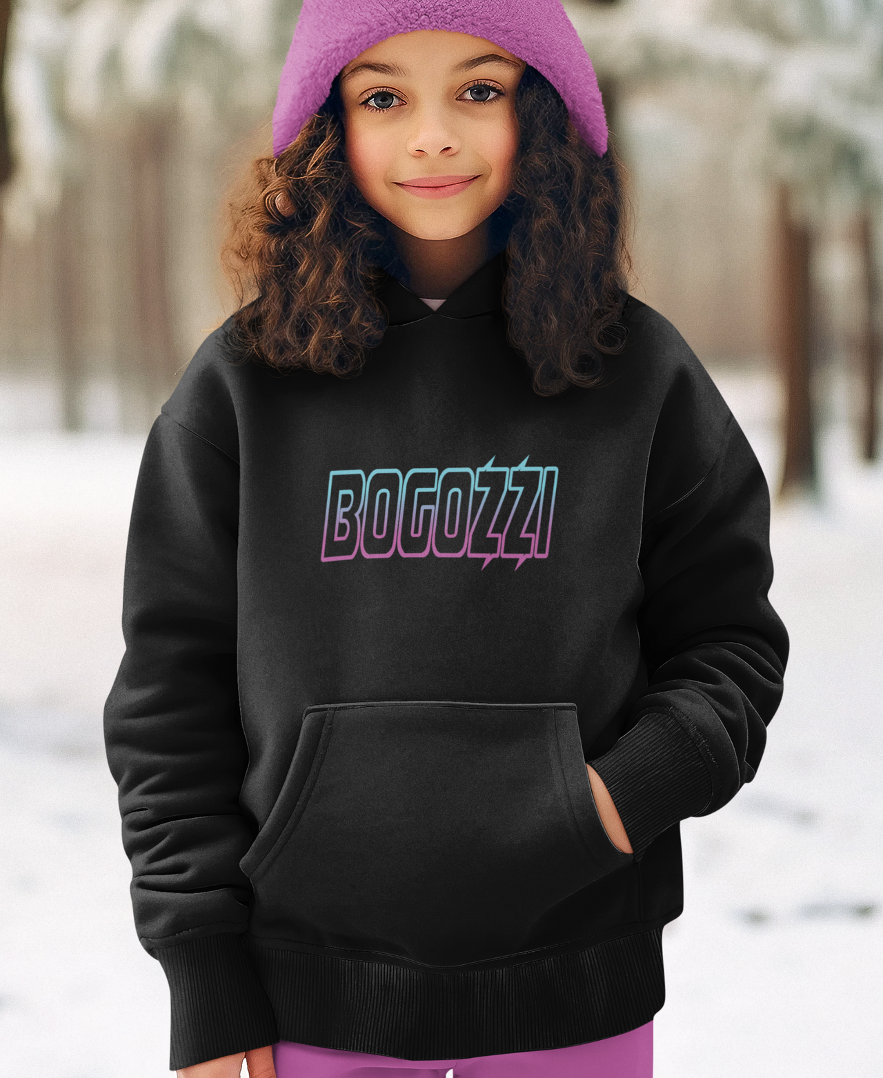 BOGOZZI - Youth Pullover Hoodie — Electric South Beach Logo