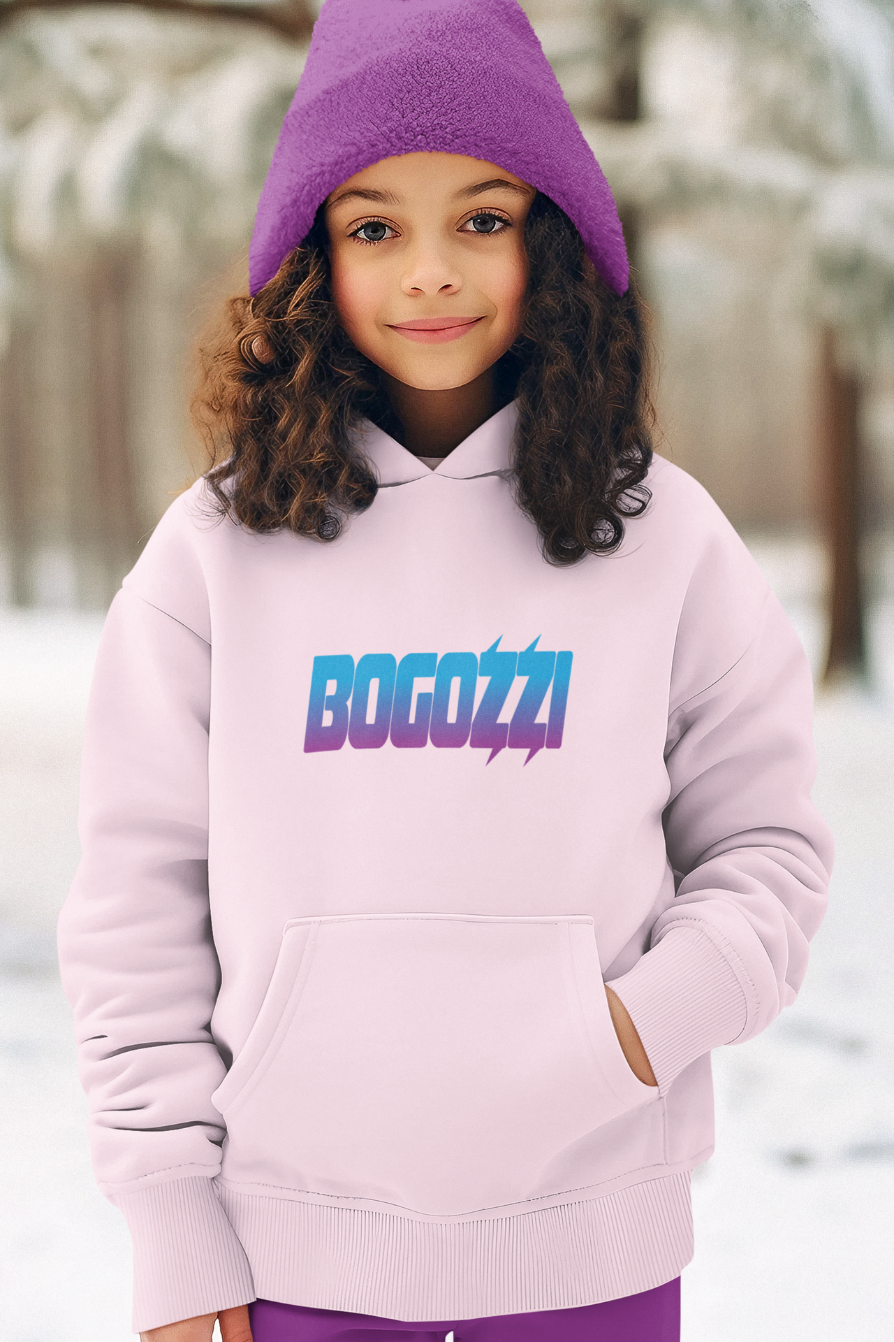 BOGOZZI - Youth Pullover Hoodie — Magenta Dream Logo