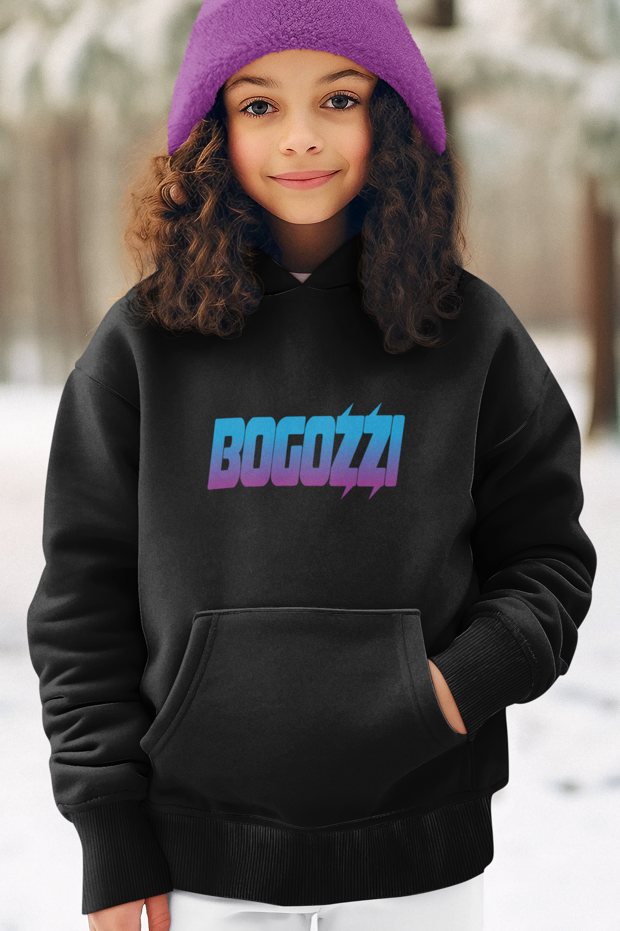 BOGOZZI - Youth Pullover Hoodie — Magenta Dream Logo