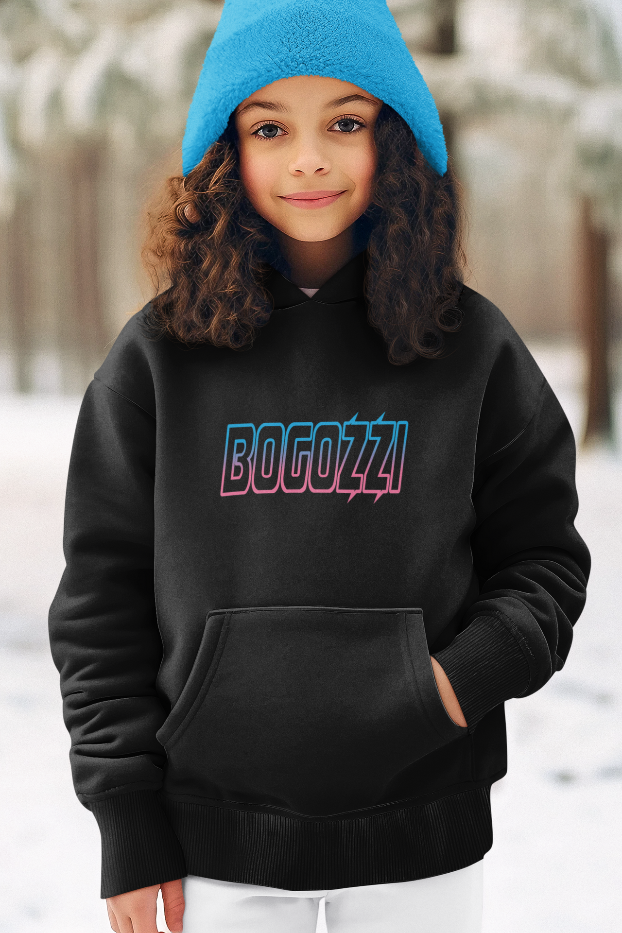 BOGOZZI - Youth Pullover Hoodie — Electric Cotton Candy Logo