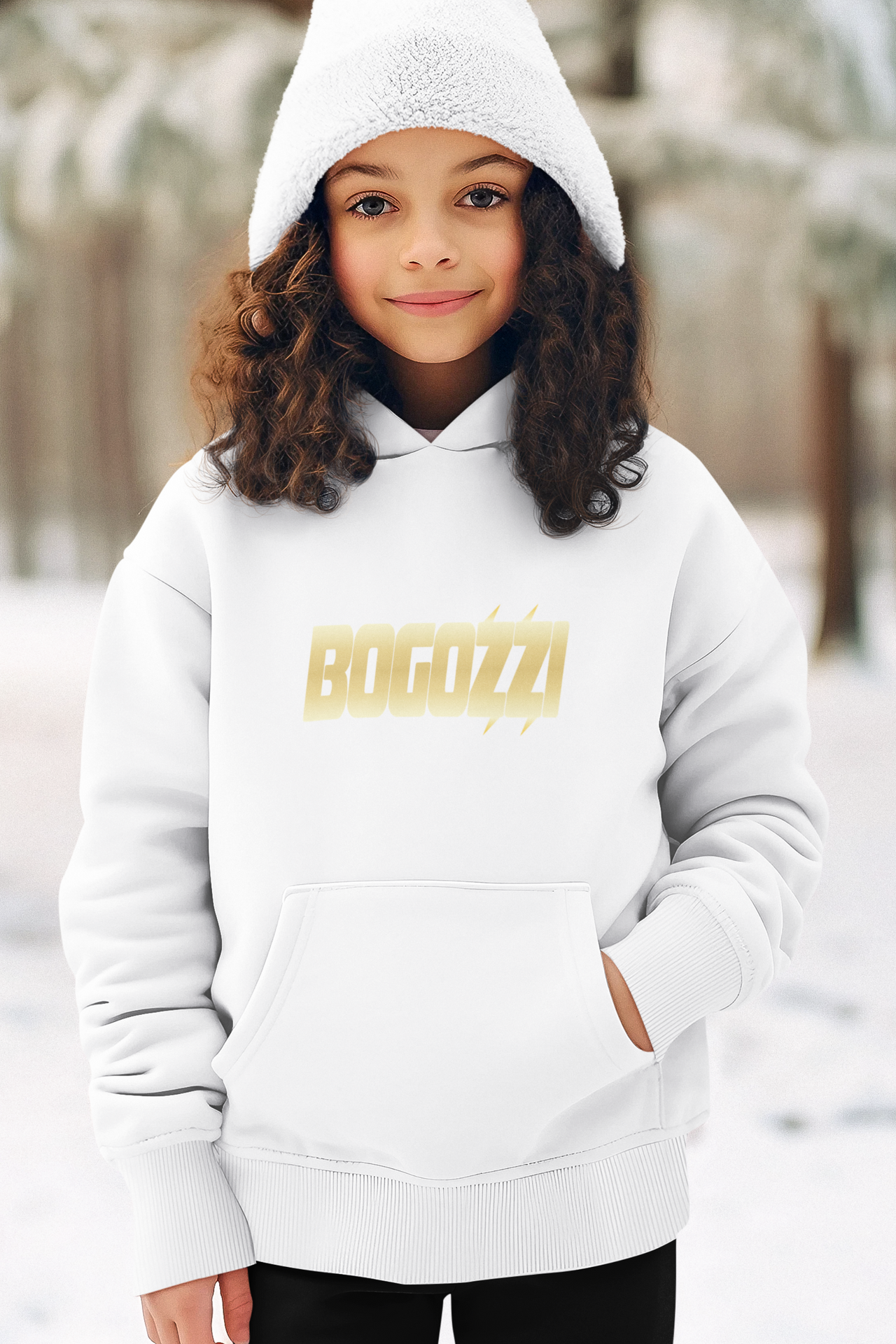 BOGOZZI - Youth Pullover Hoodie — Glimmer Gold Logo