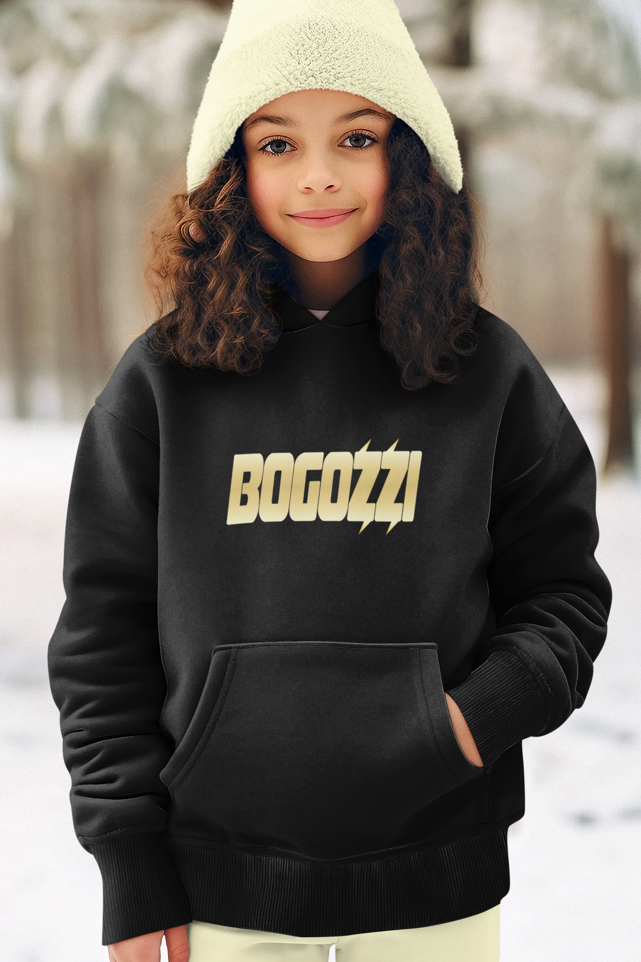 BOGOZZI - Youth Pullover Hoodie — Glimmer Gold Logo